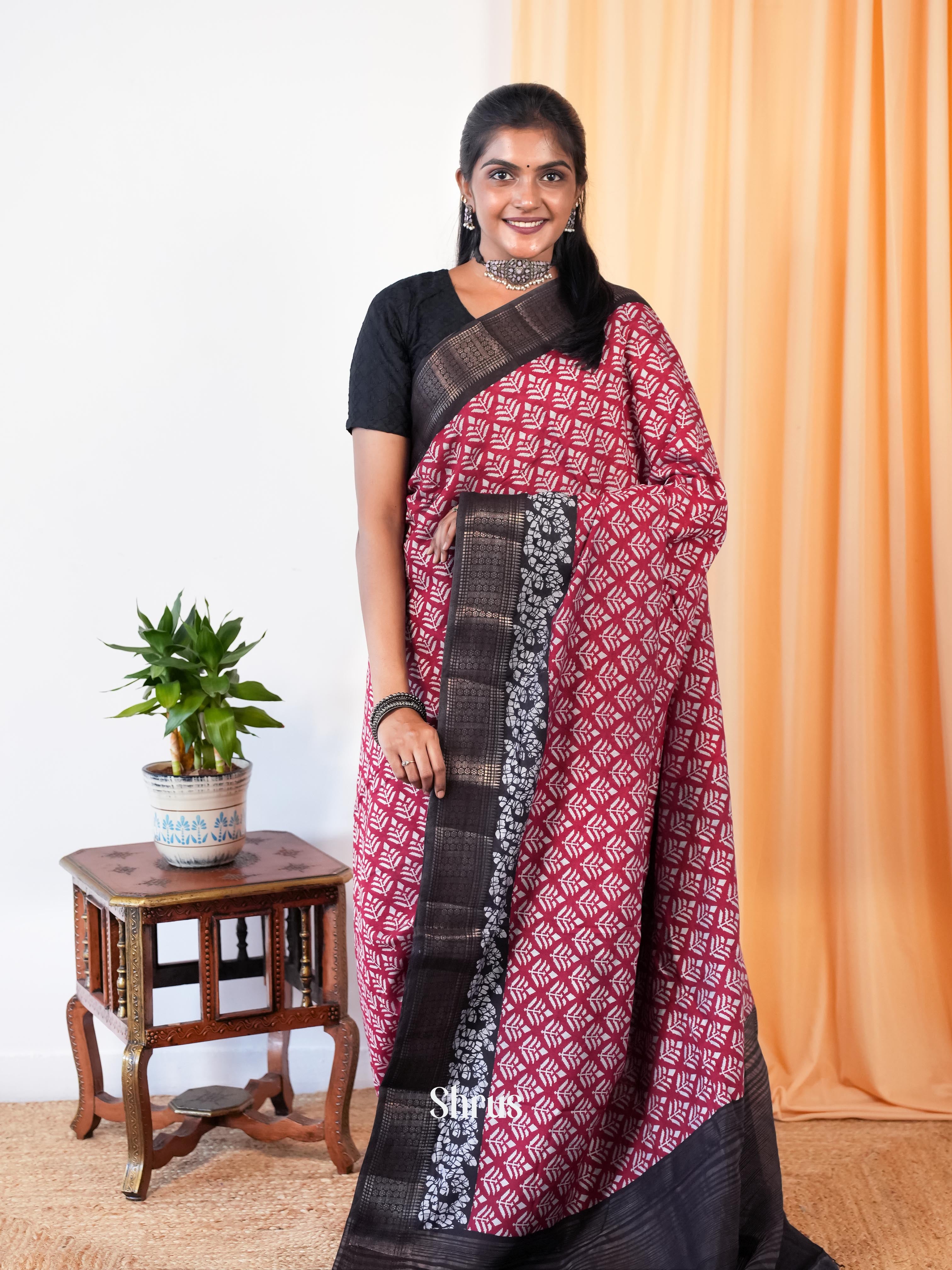Red & Black - Art Modal Saree - Shop on Shrus.com