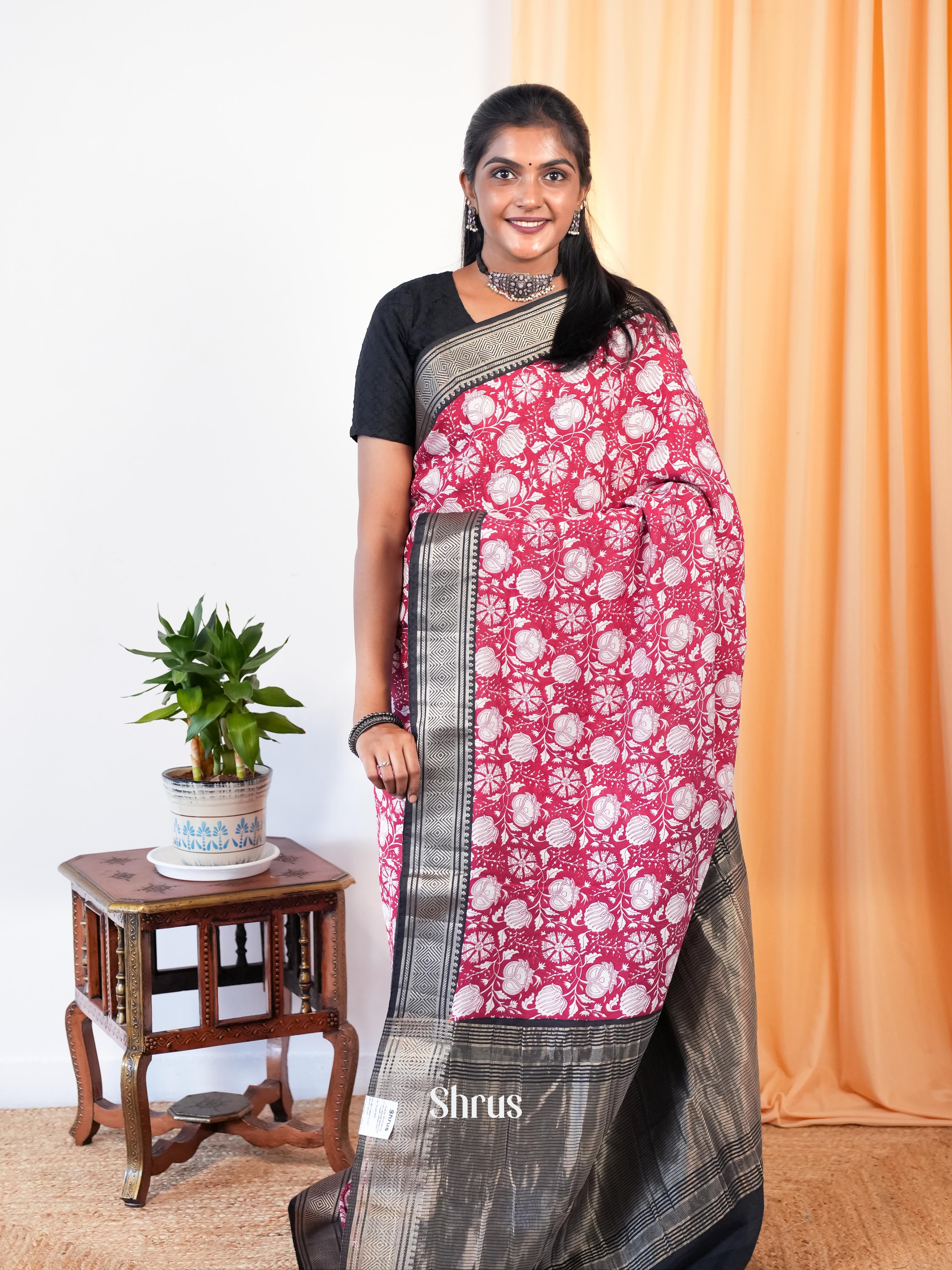 Red & Black - Art Modal Saree - Shop on Shrus.com