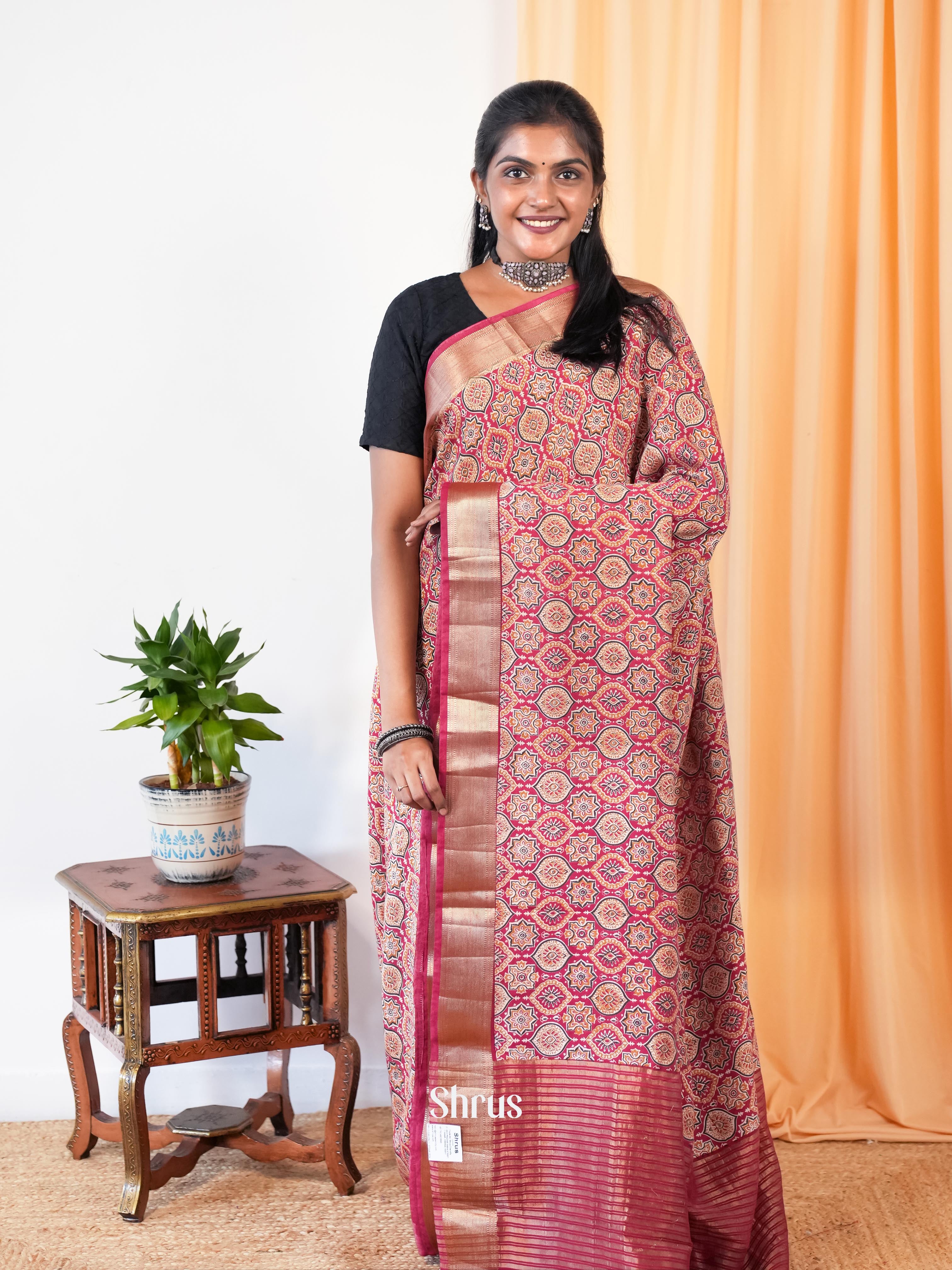 Red - Art Modal Saree - Shop on Shrus.com