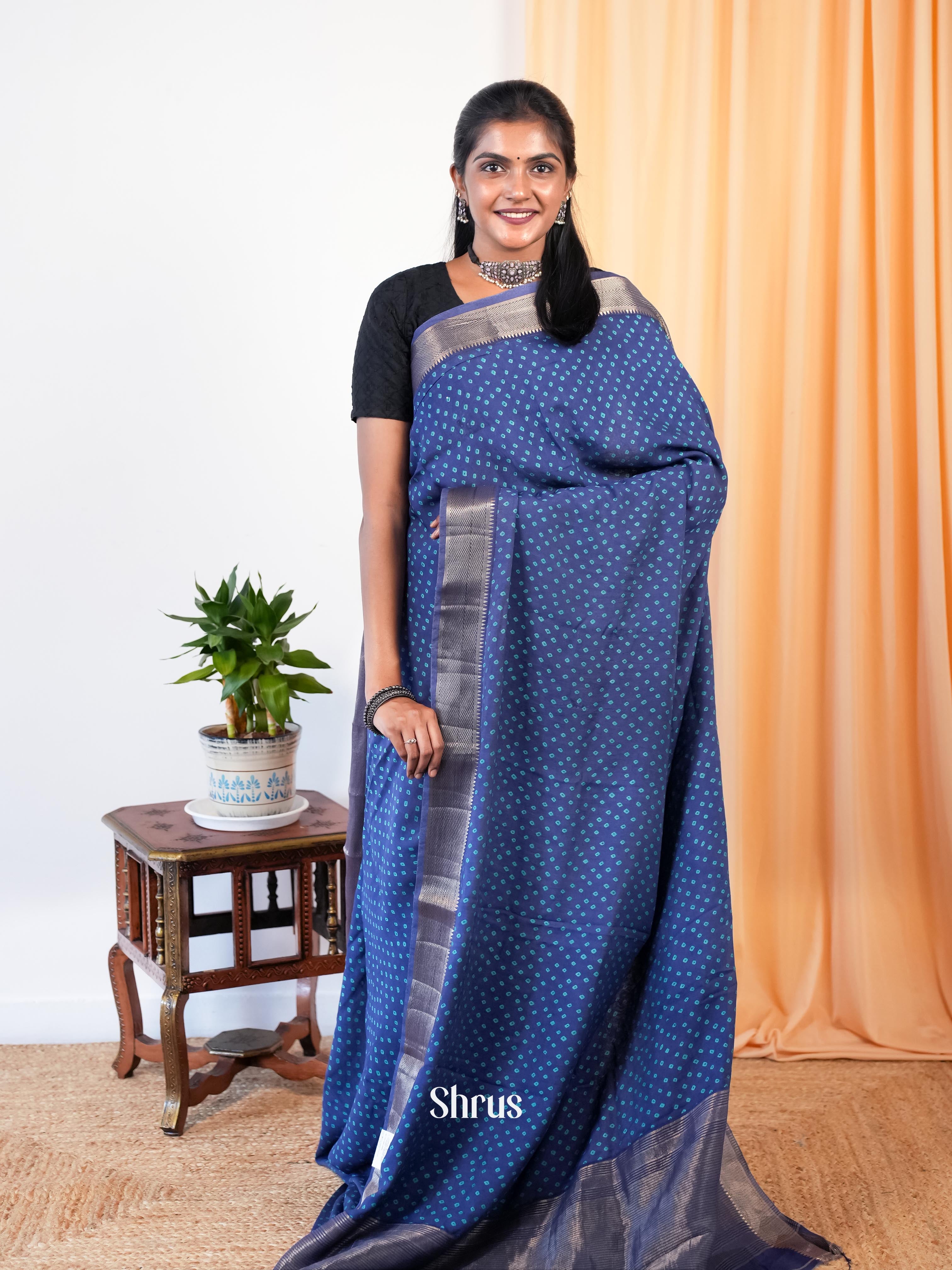 Blue - Art Modal Saree - Shop on Shrus.com