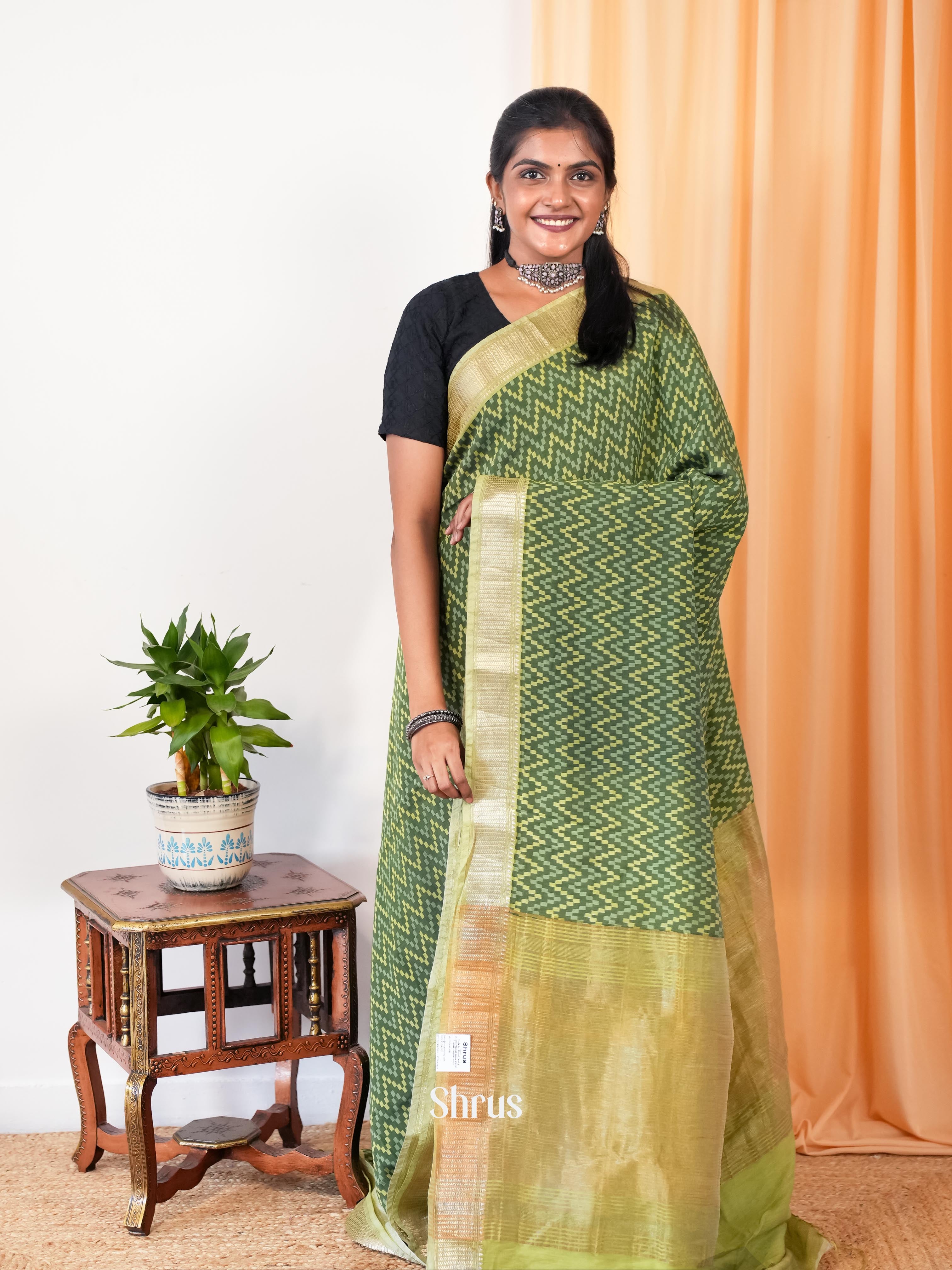Green - Art Modal Saree - Shop on Shrus.com