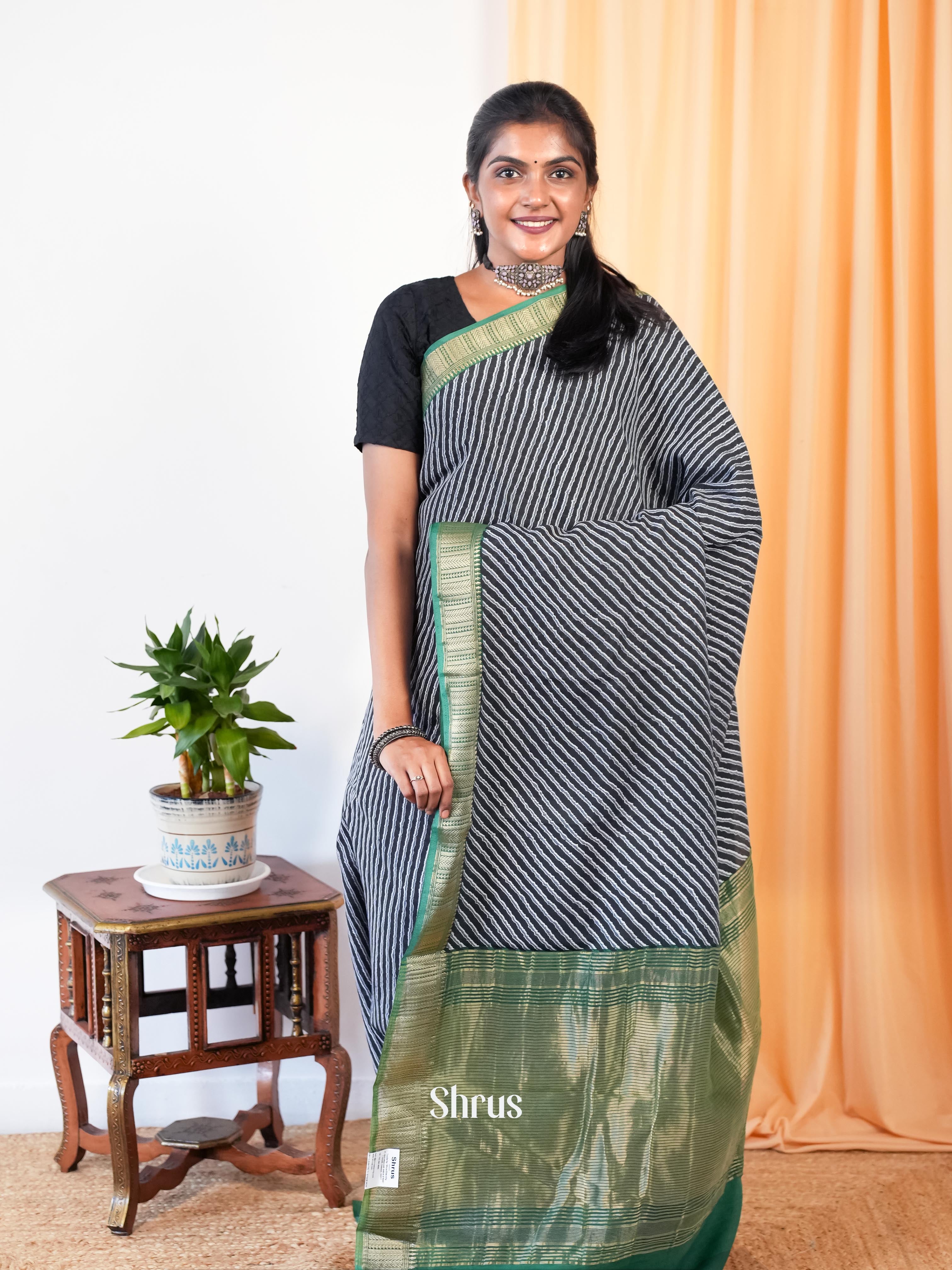 Blue & Green - Art Modal Saree - Shop on Shrus.com