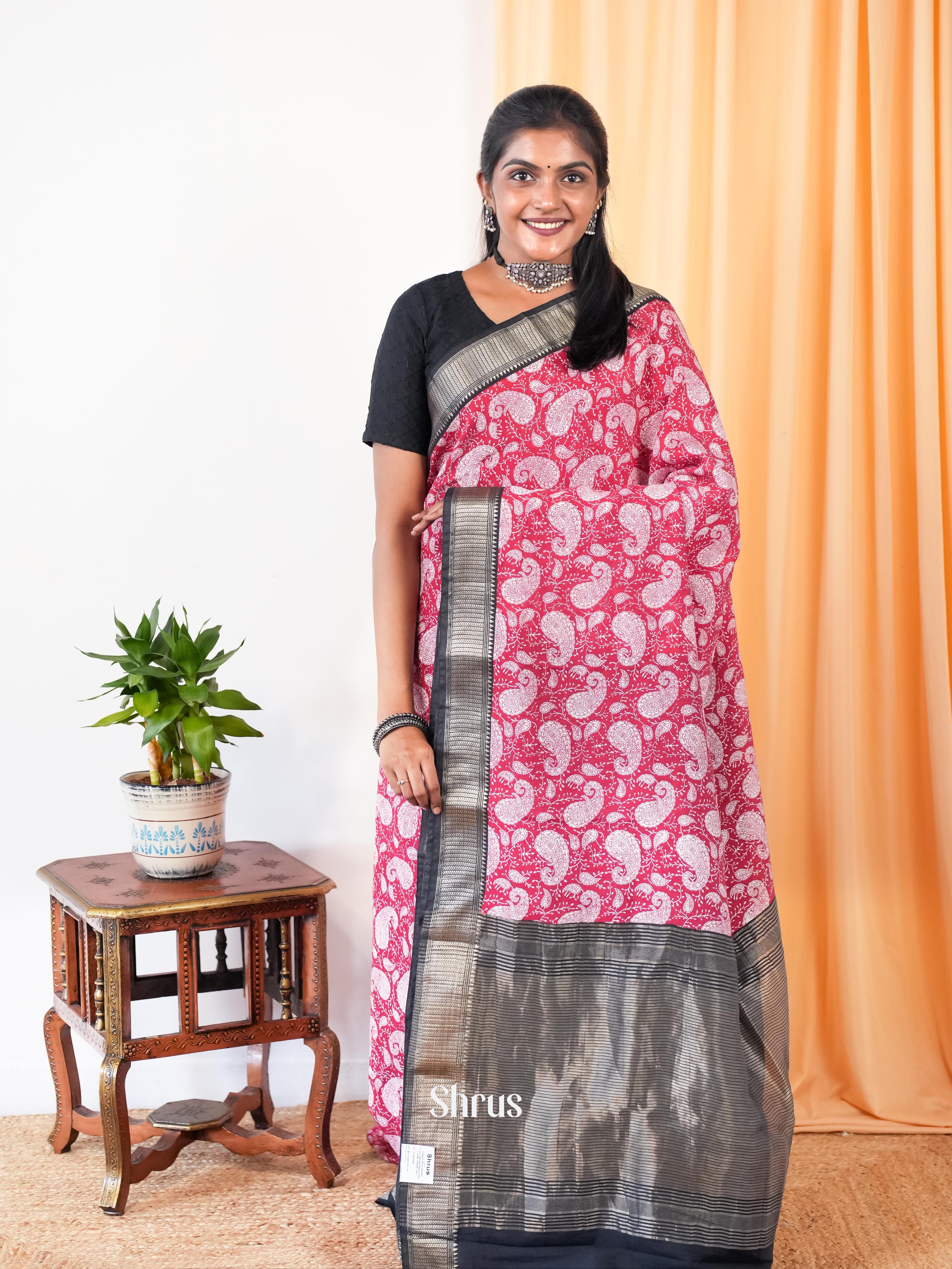 Red & Black - Art Modal Saree - Shop on Shrus.com