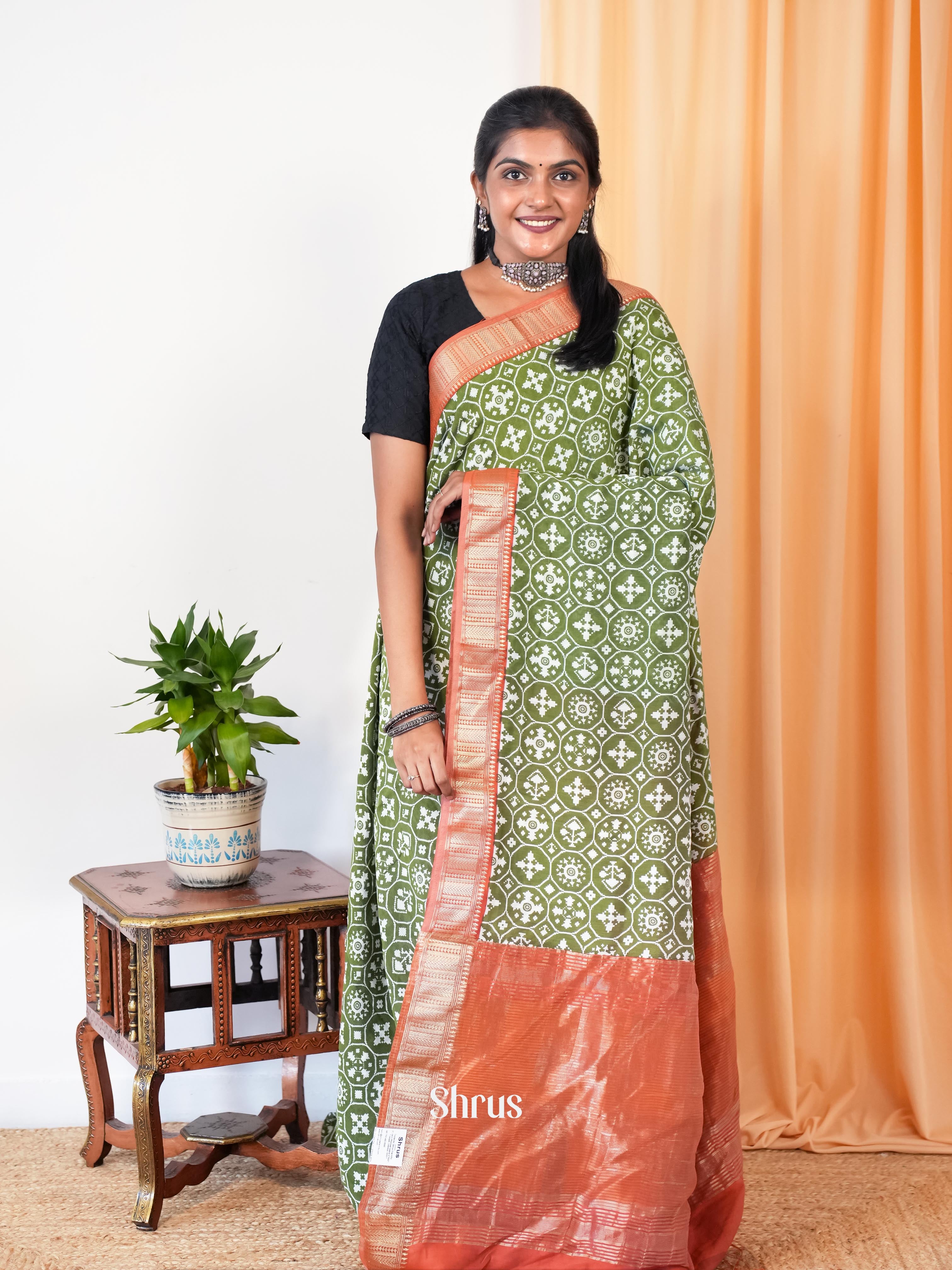 Green & Brick - Art Modal Saree - Shop on Shrus.com