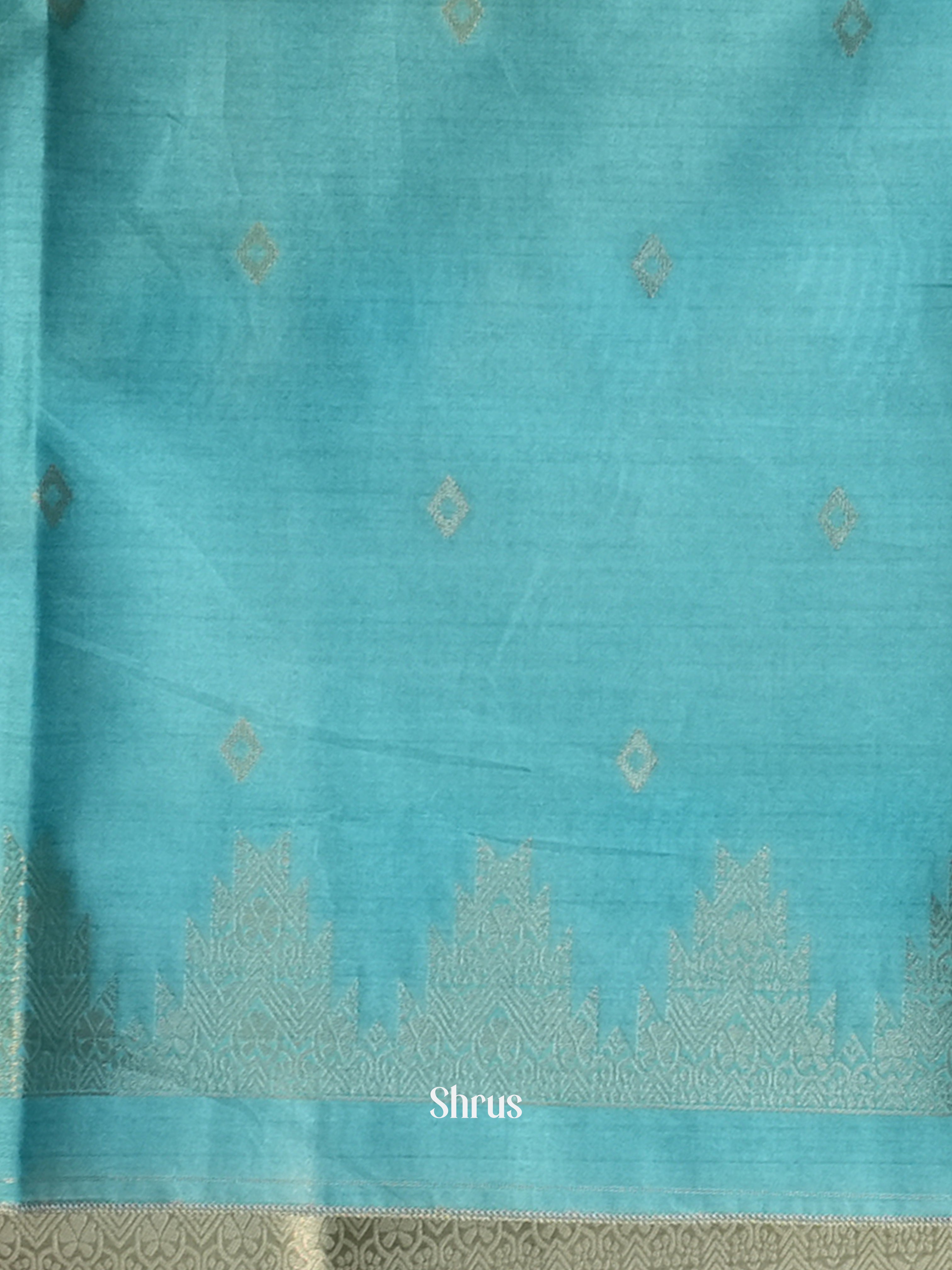 Pink & Blue - Semi Tussar Saree - Shop on Shrus.com
