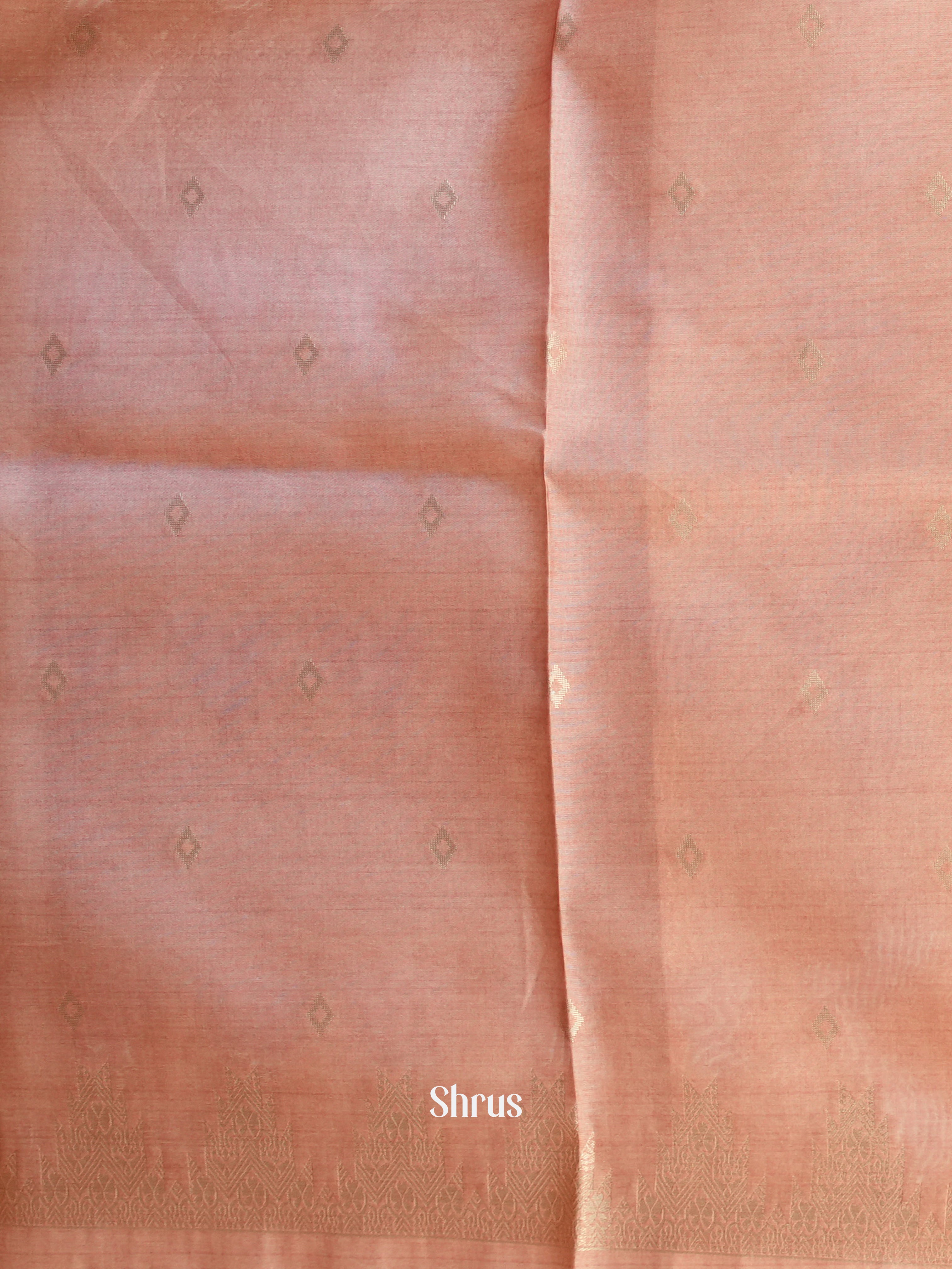 Mustard & Peach - Semi Tussar Saree - Shop on Shrus.com
