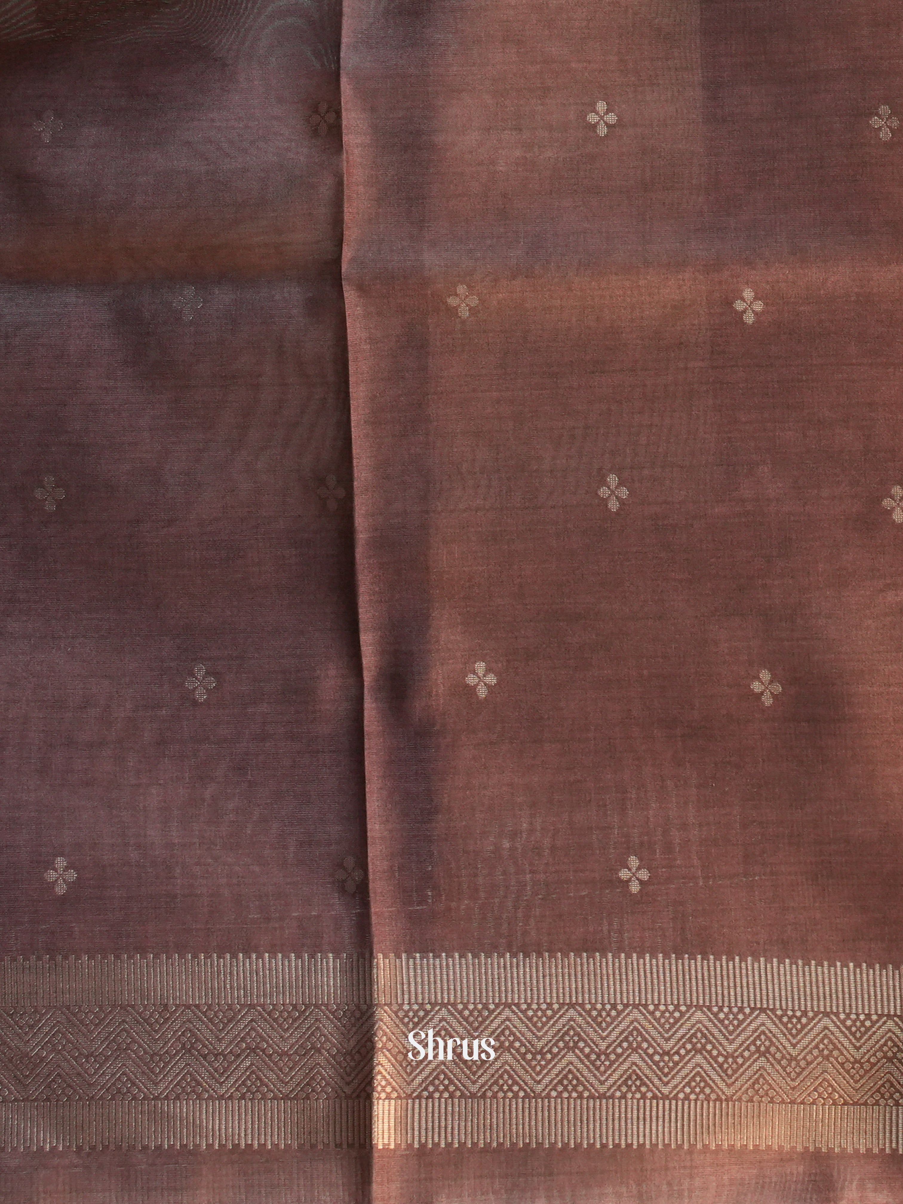 Mustardy Green & Brown- Semi Tussar Saree - Shop on Shrus.com