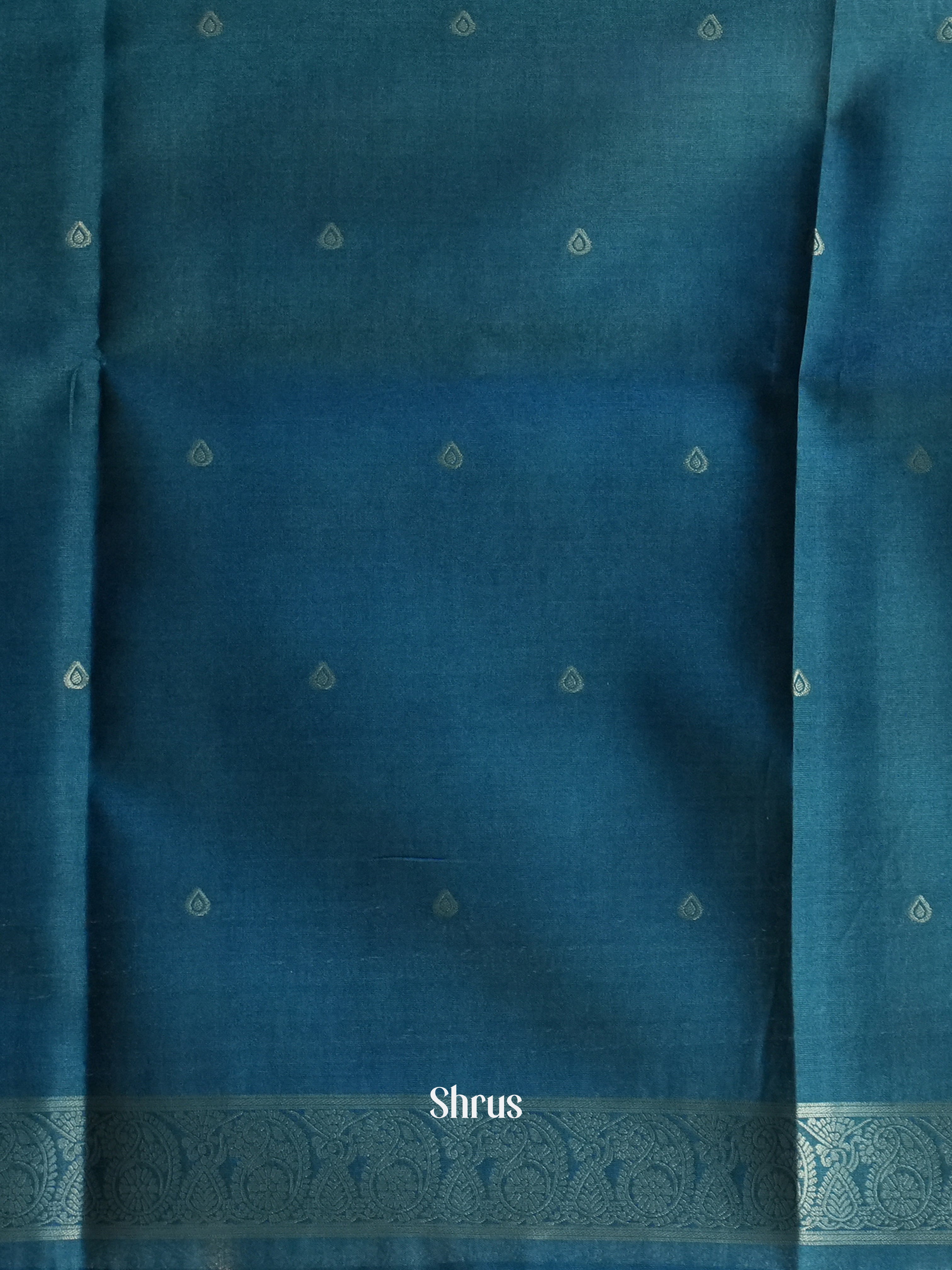 Sky Blue & Blue - Semi Tussar Saree - Shop on Shrus.com