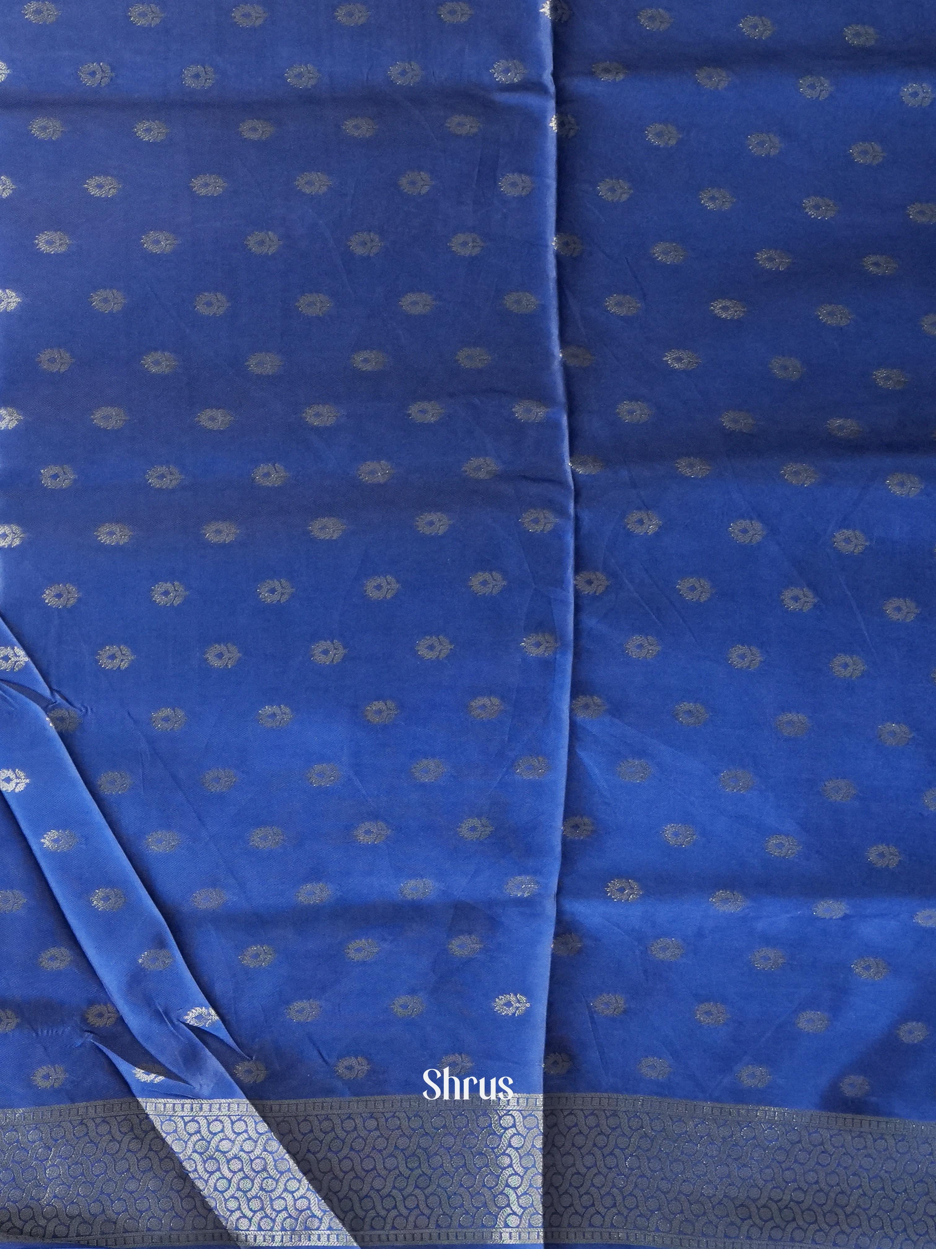 Grey & Blue - Semi Softsilk Saree - Shop on Shrus.com