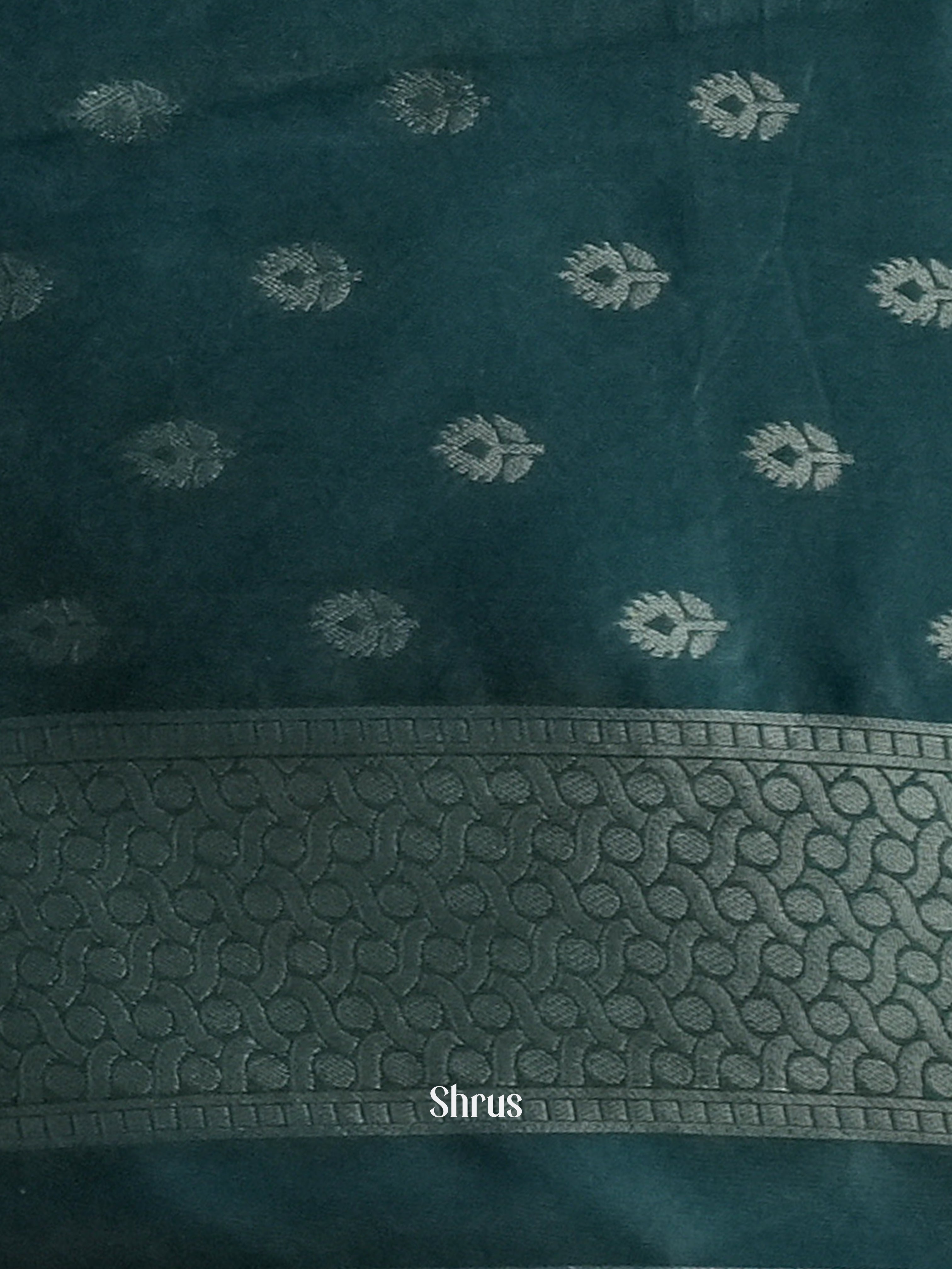 Grey & Peacock Green - Semi Softsilk Saree - Shop on Shrus.com