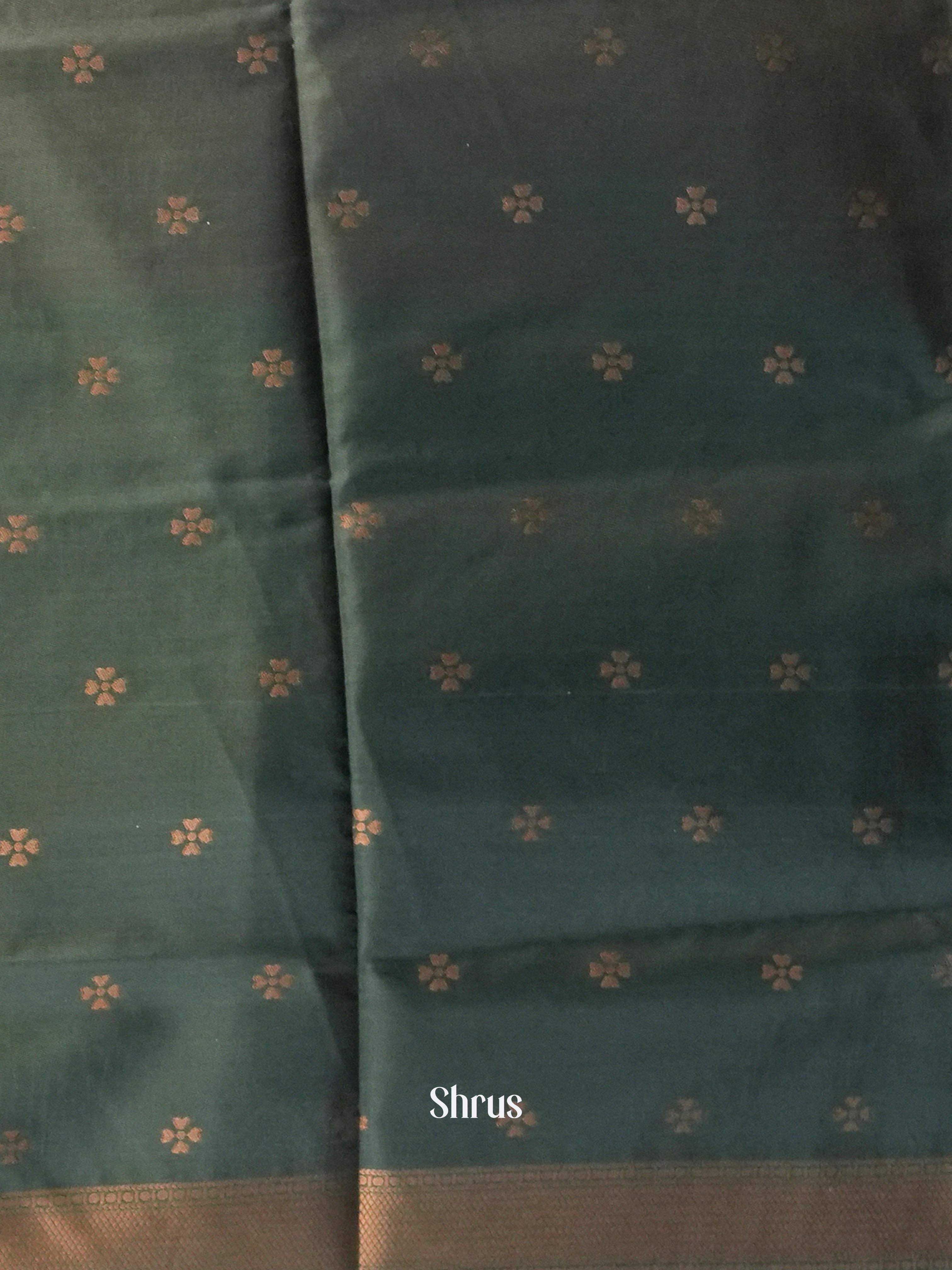 Maroon & Green - Semi Softsilk Saree - Shop on Shrus.com