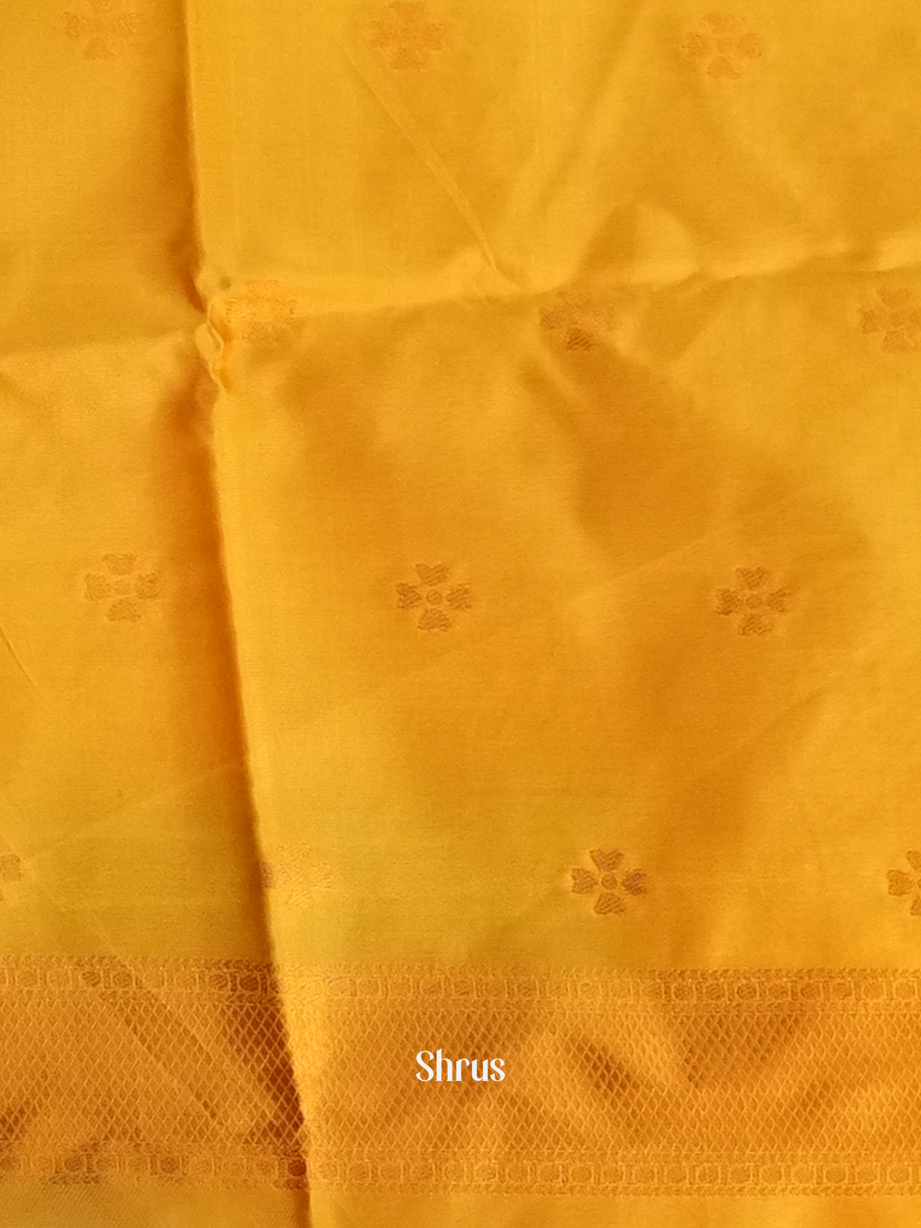 Green & Yellow - Semi Softsilk Saree - Shop on Shrus.com