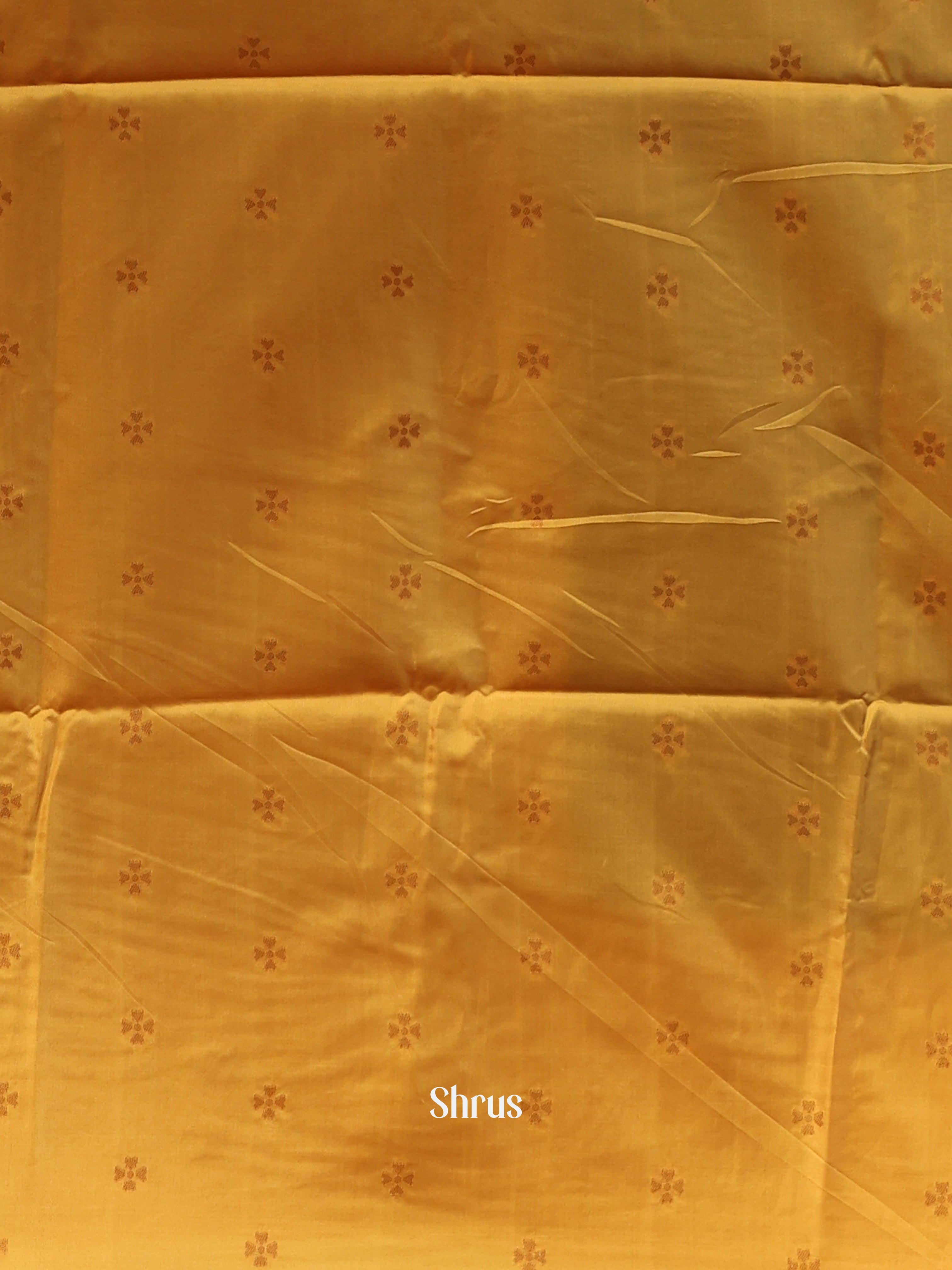 Green & Mustard - Semi Softsilk Saree - Shop on Shrus.com