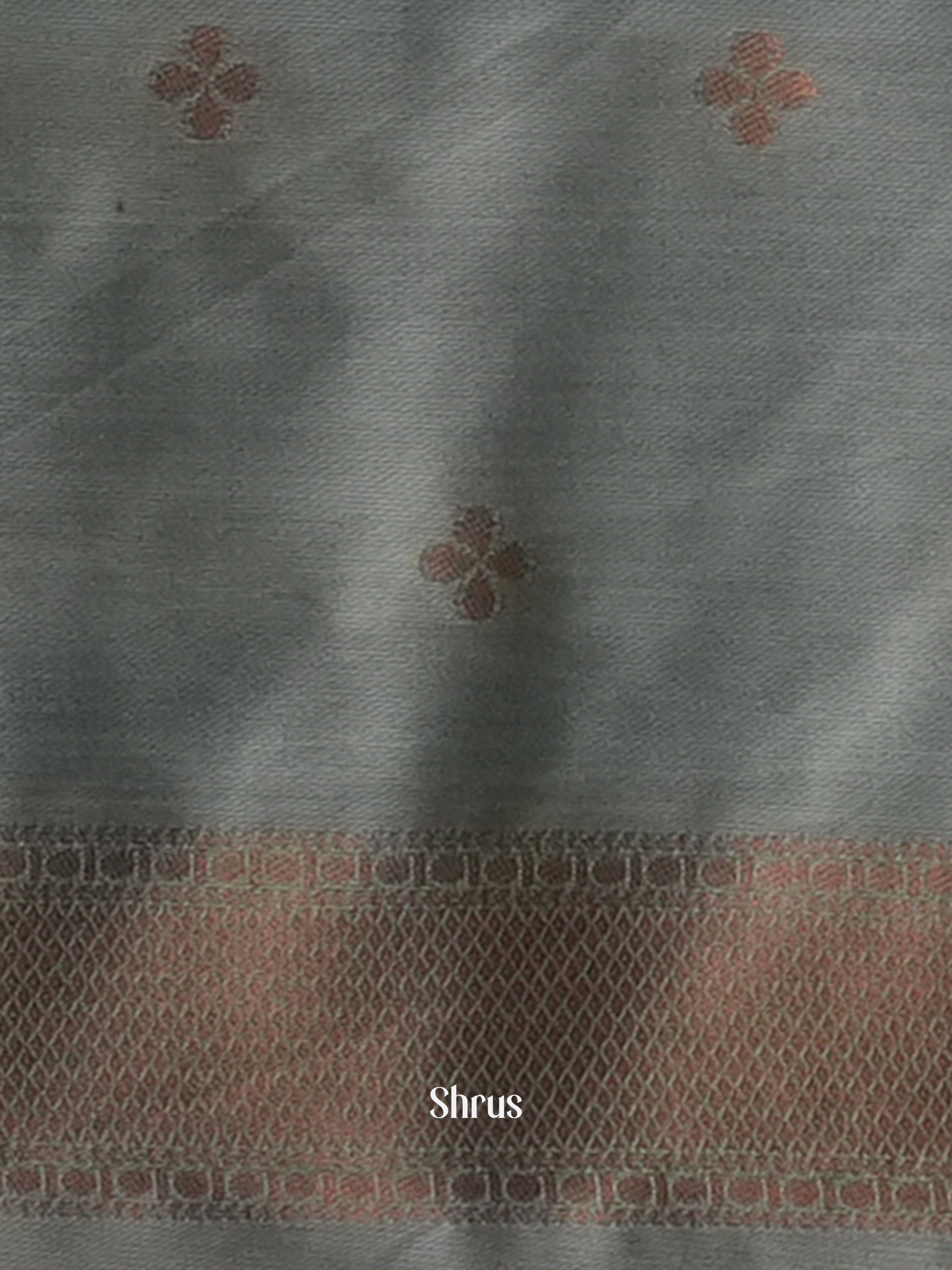 Green & Grey - Semi Softsilk Saree - Shop on Shrus.com