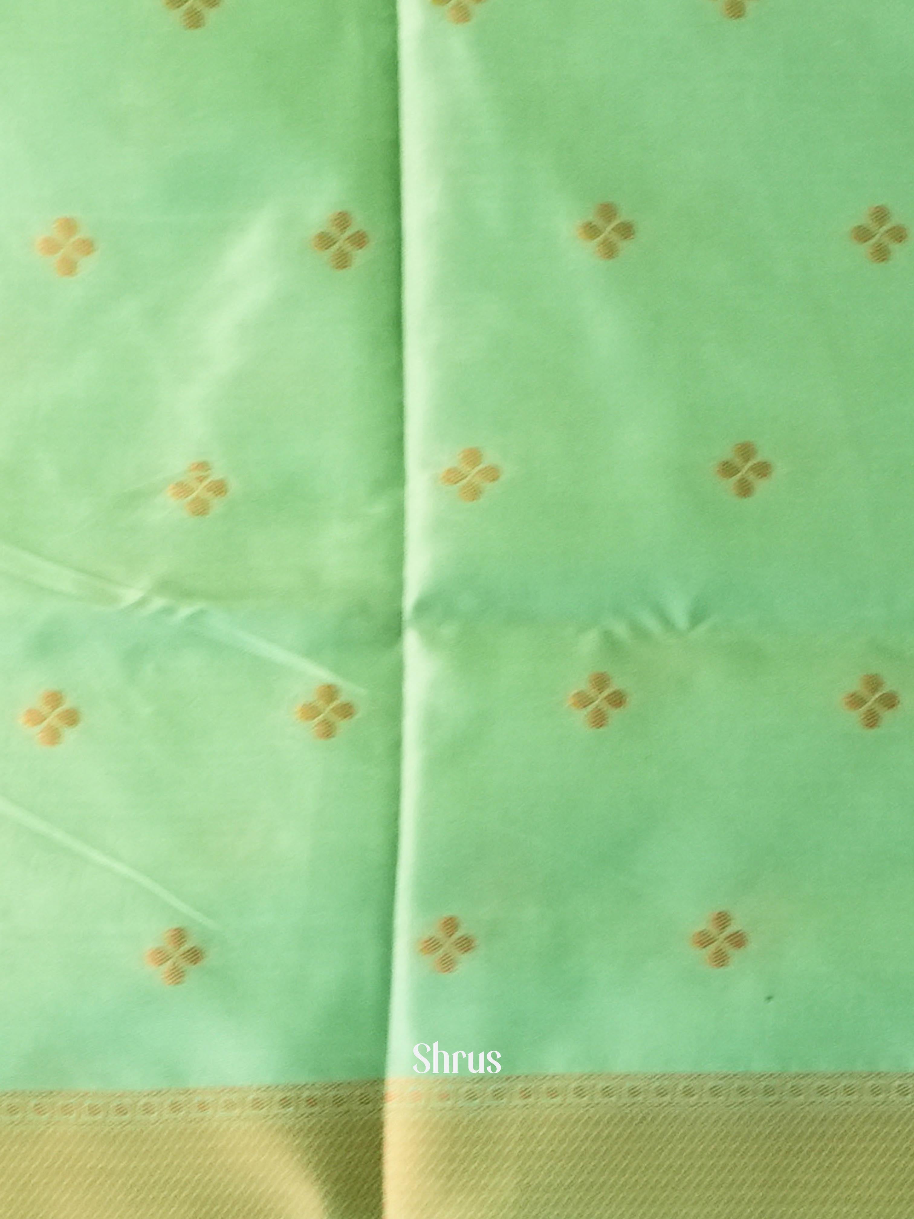 Grey & Green - Semi Softsilk Saree - Shop on Shrus.com