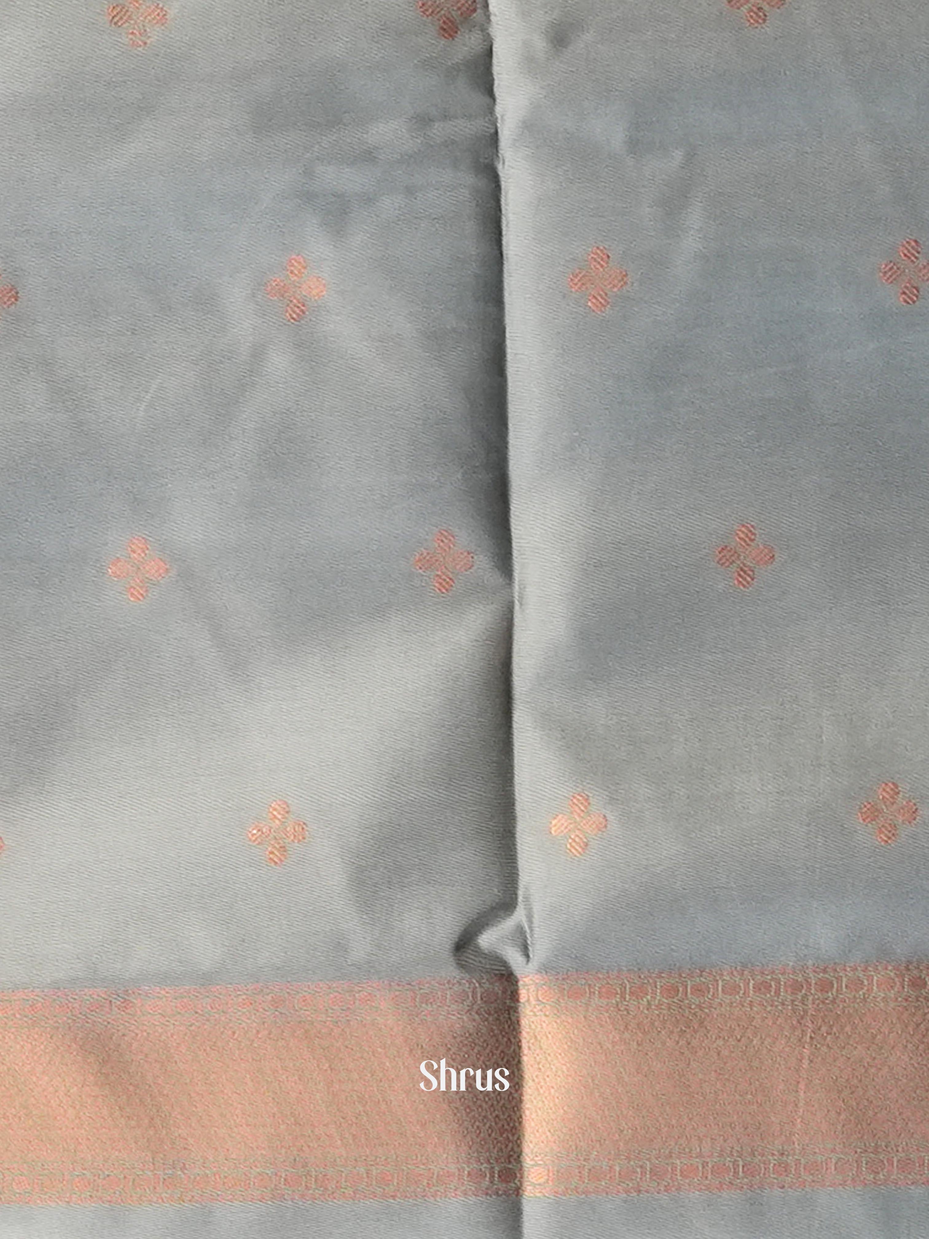 Blue & Grey - Semi Softsilk Saree - Shop on Shrus.com