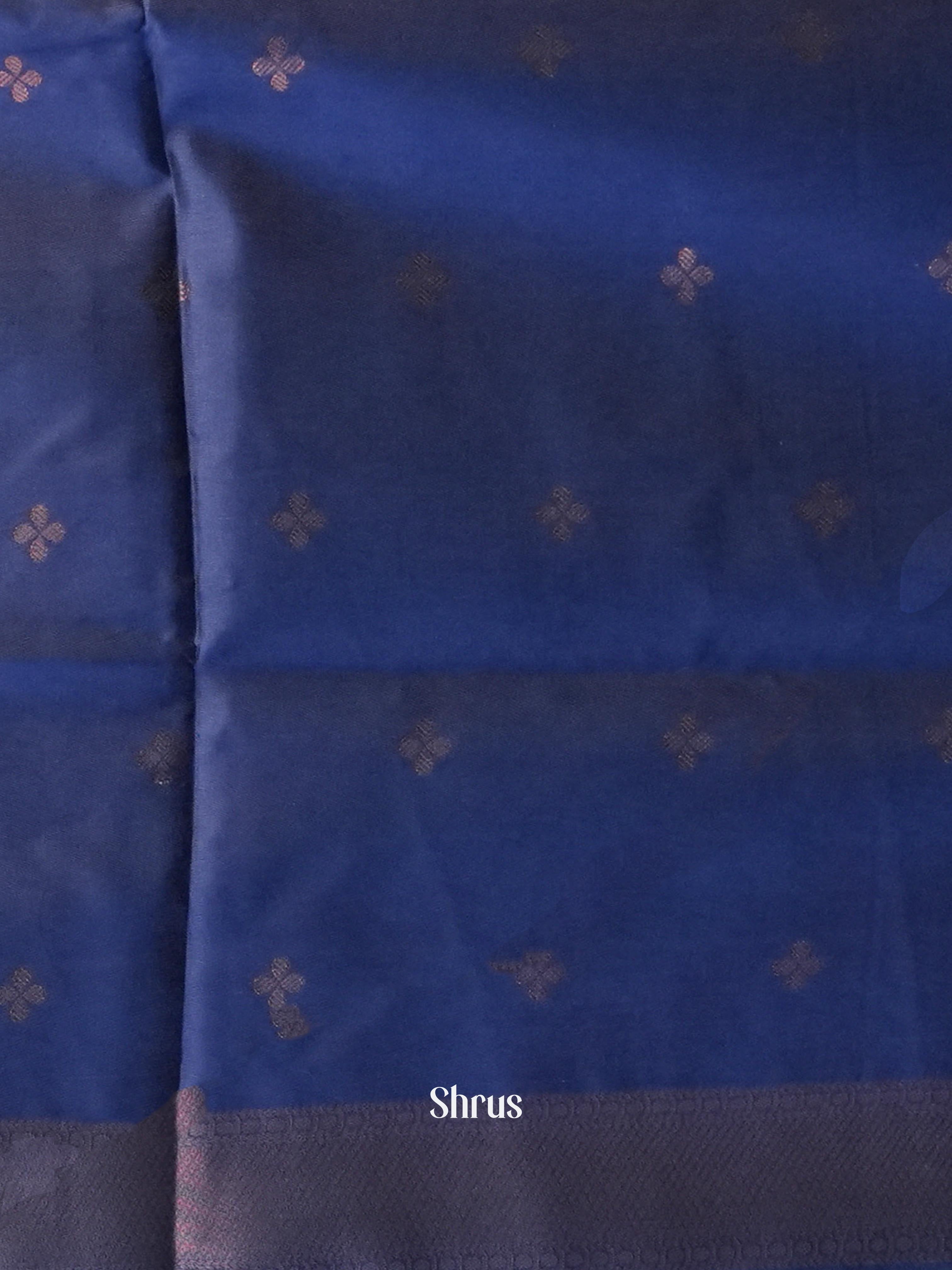 Peach & Blue - Semi Softsilk Saree - Shop on Shrus.com