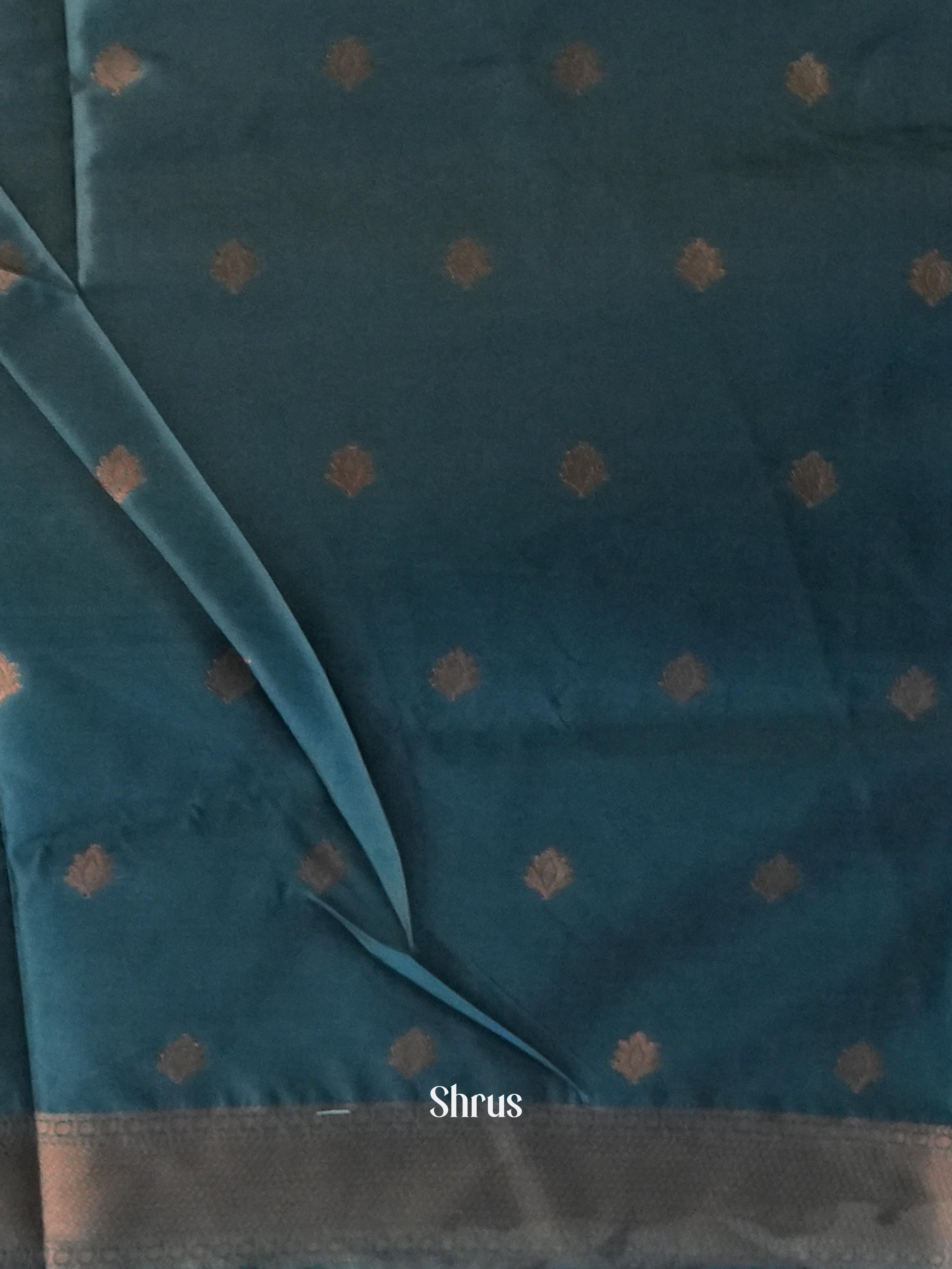 Grey & Blue - Semi Softsilk Saree - Shop on Shrus.com