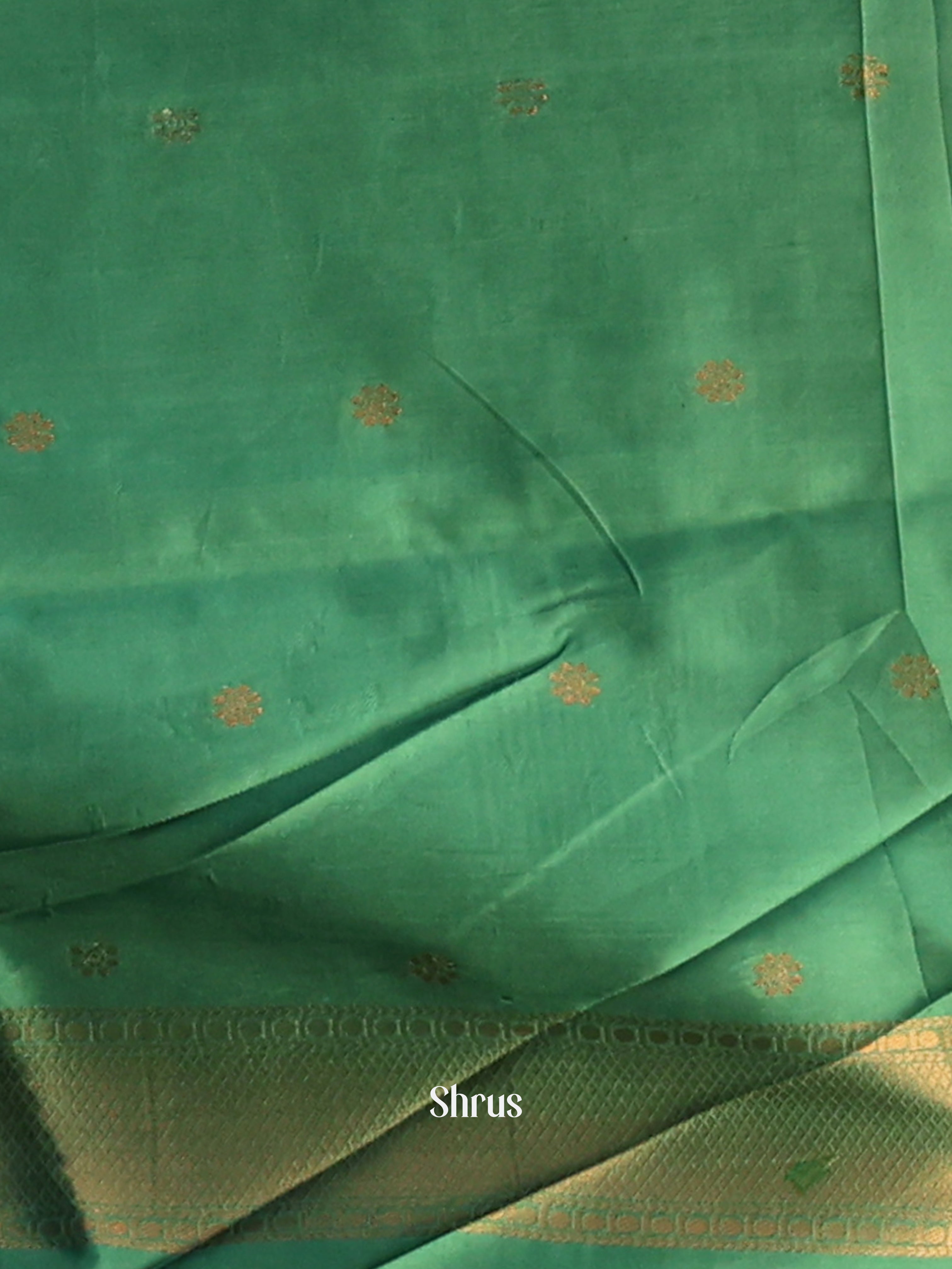 Greyish Green & Green - Semi Softsilk Saree - Shop on Shrus.com