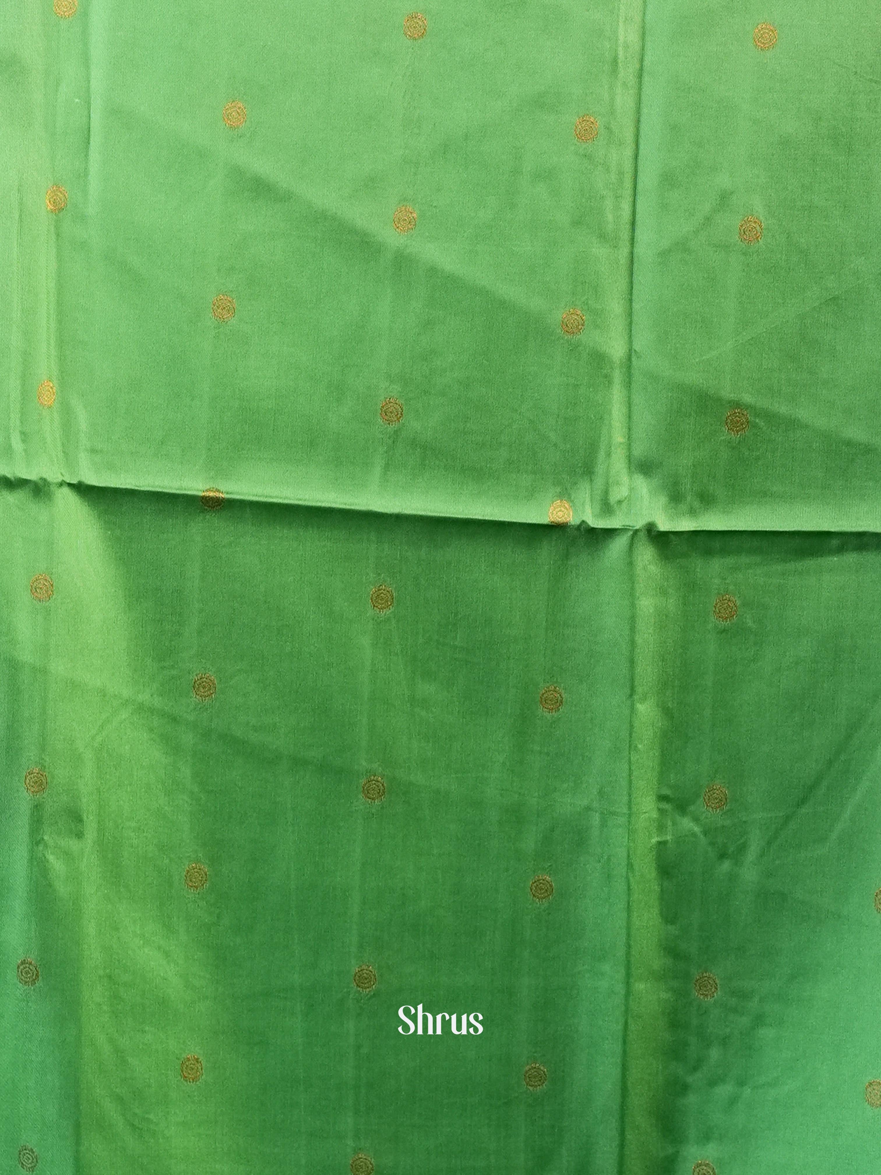 Blue & Green - Semi Softsilk Saree - Shop on Shrus.com