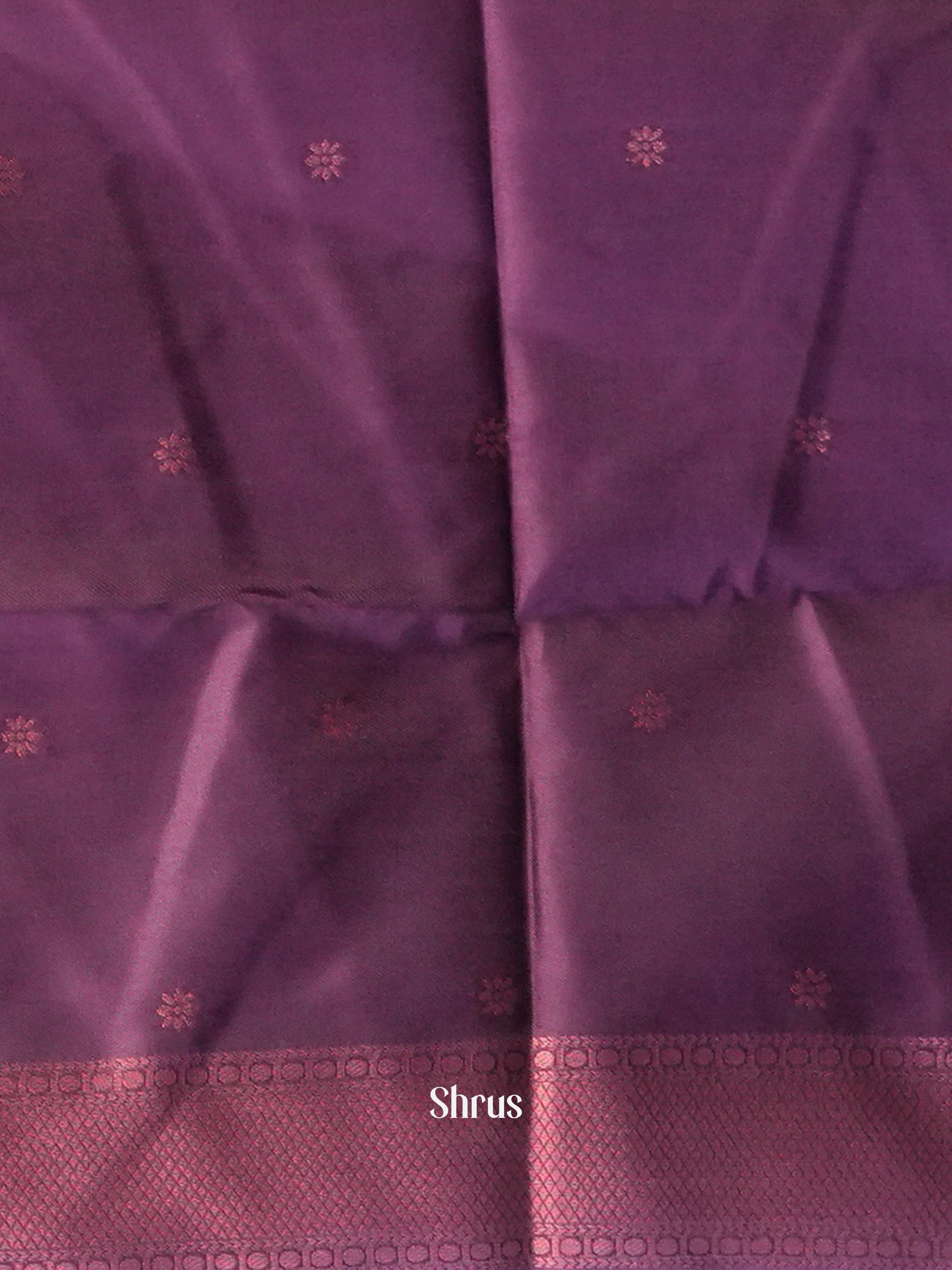 Pastel green & Purple - Semi Softsilk Saree - Shop on Shrus.com