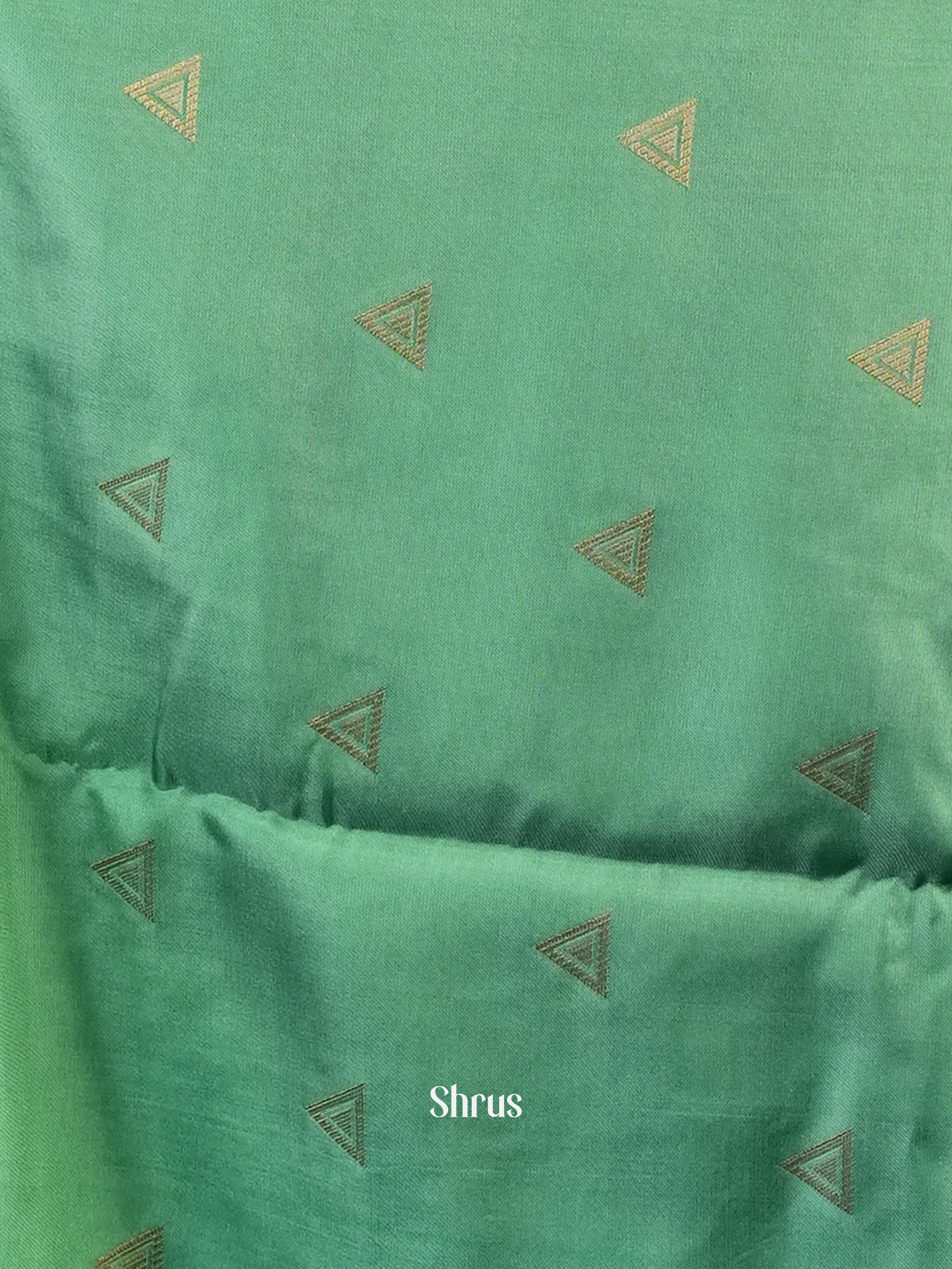 Grey Green & Green - Semi Softsilk Saree - Shop on Shrus.com