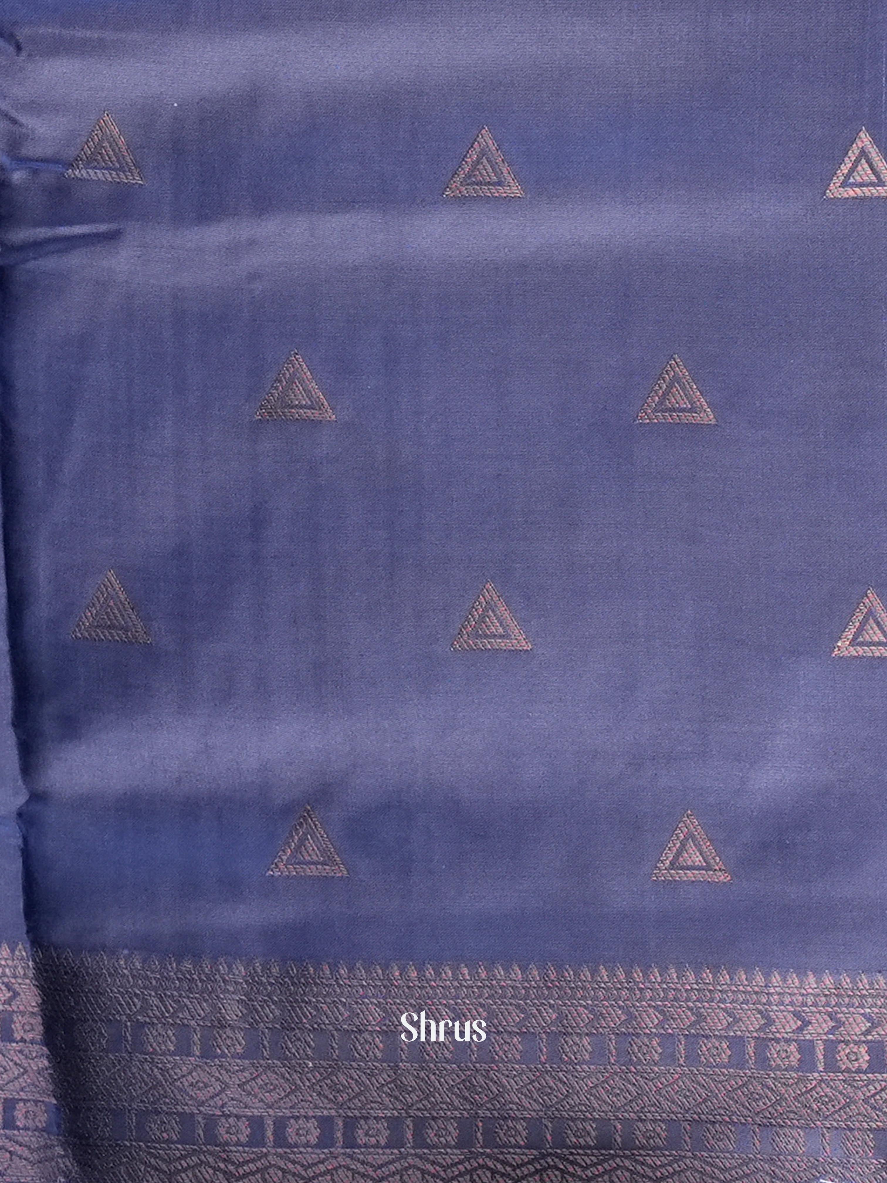 Peach & Blue - Semi Softsilk Saree - Shop on Shrus.com