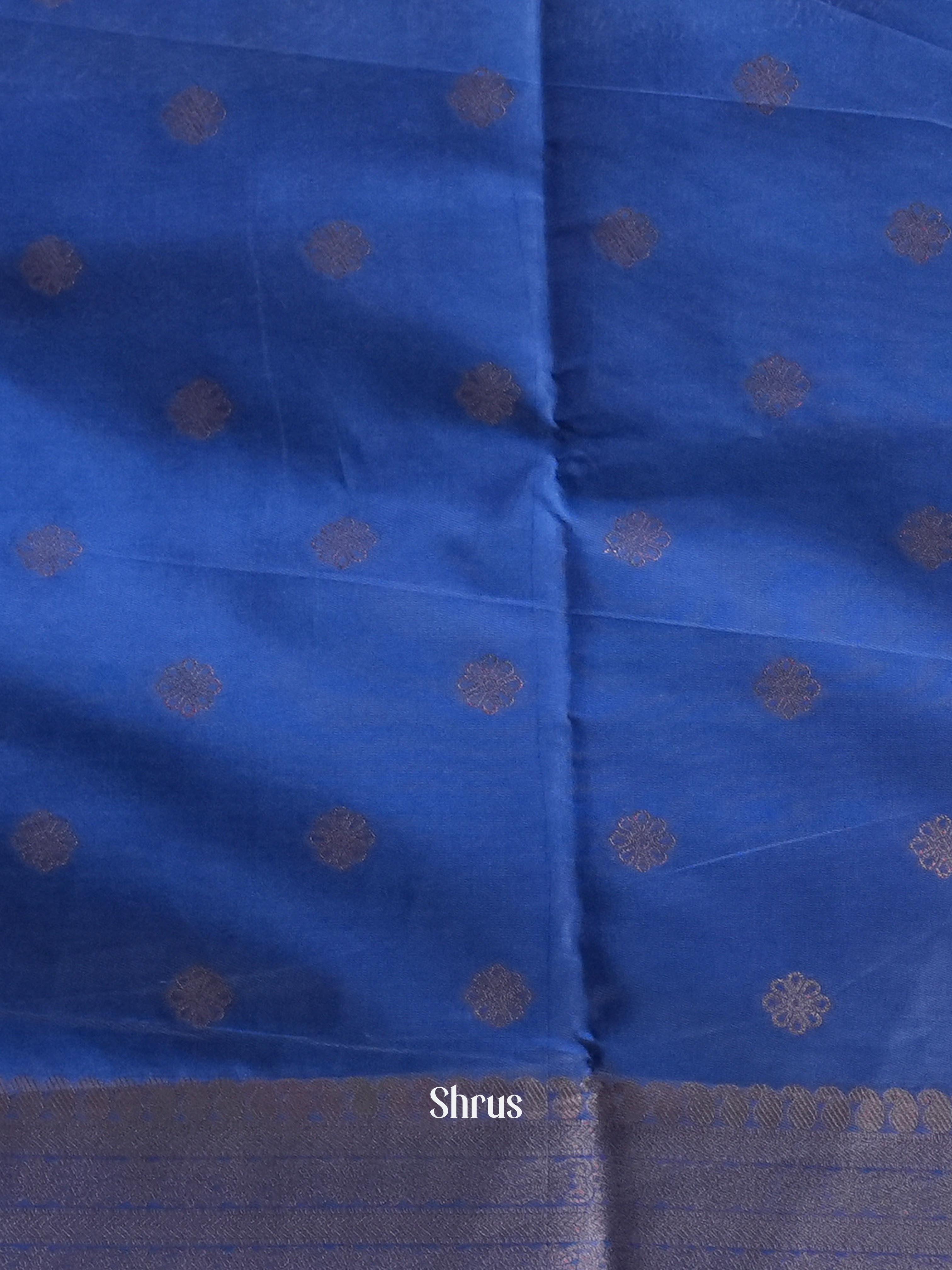 Lite Blue & Blue- Semi Softsilk Saree - Shop on Shrus.com