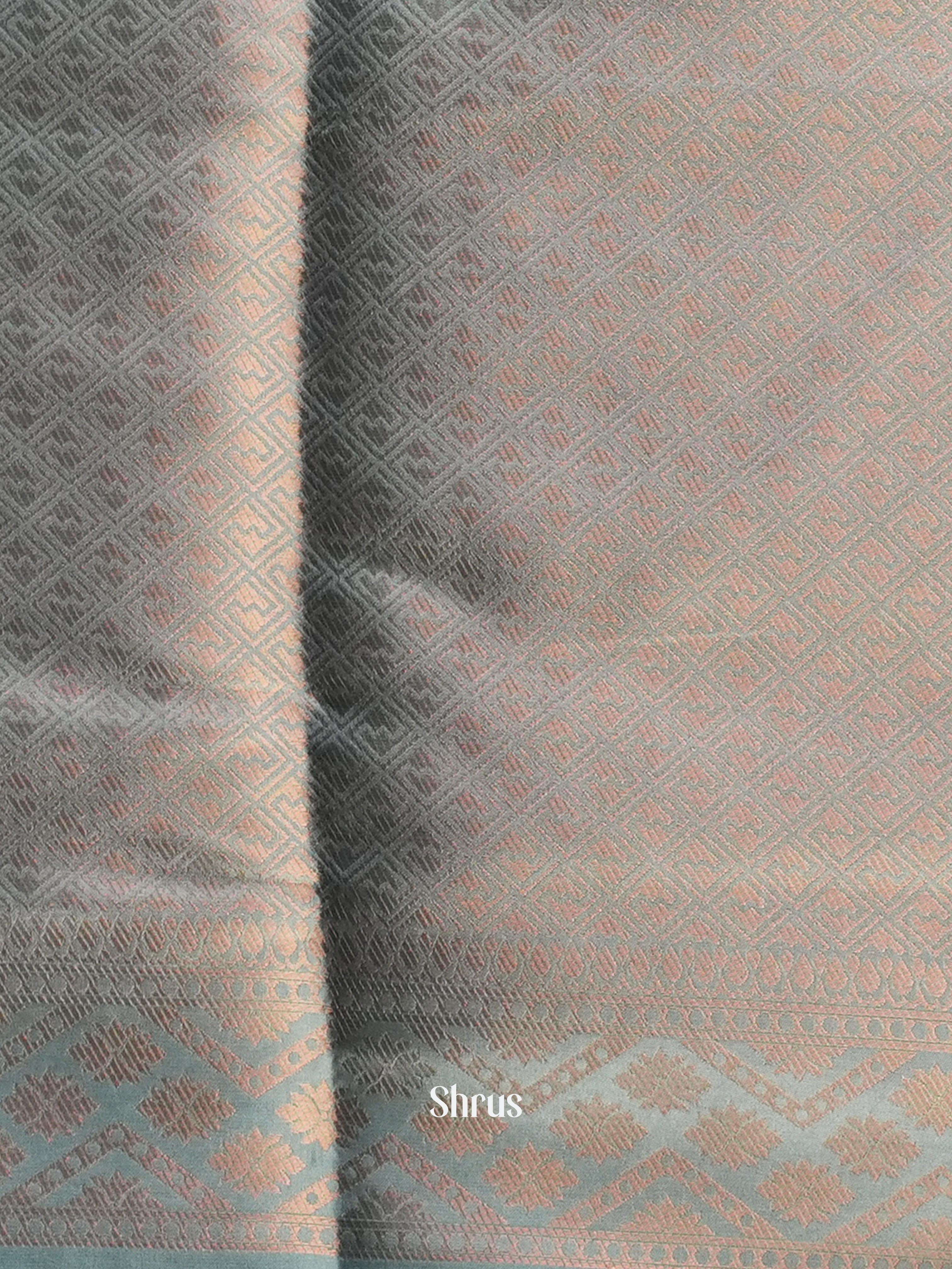 Pista Green & Grey- Semi Softsilk Saree - Shop on Shrus.com