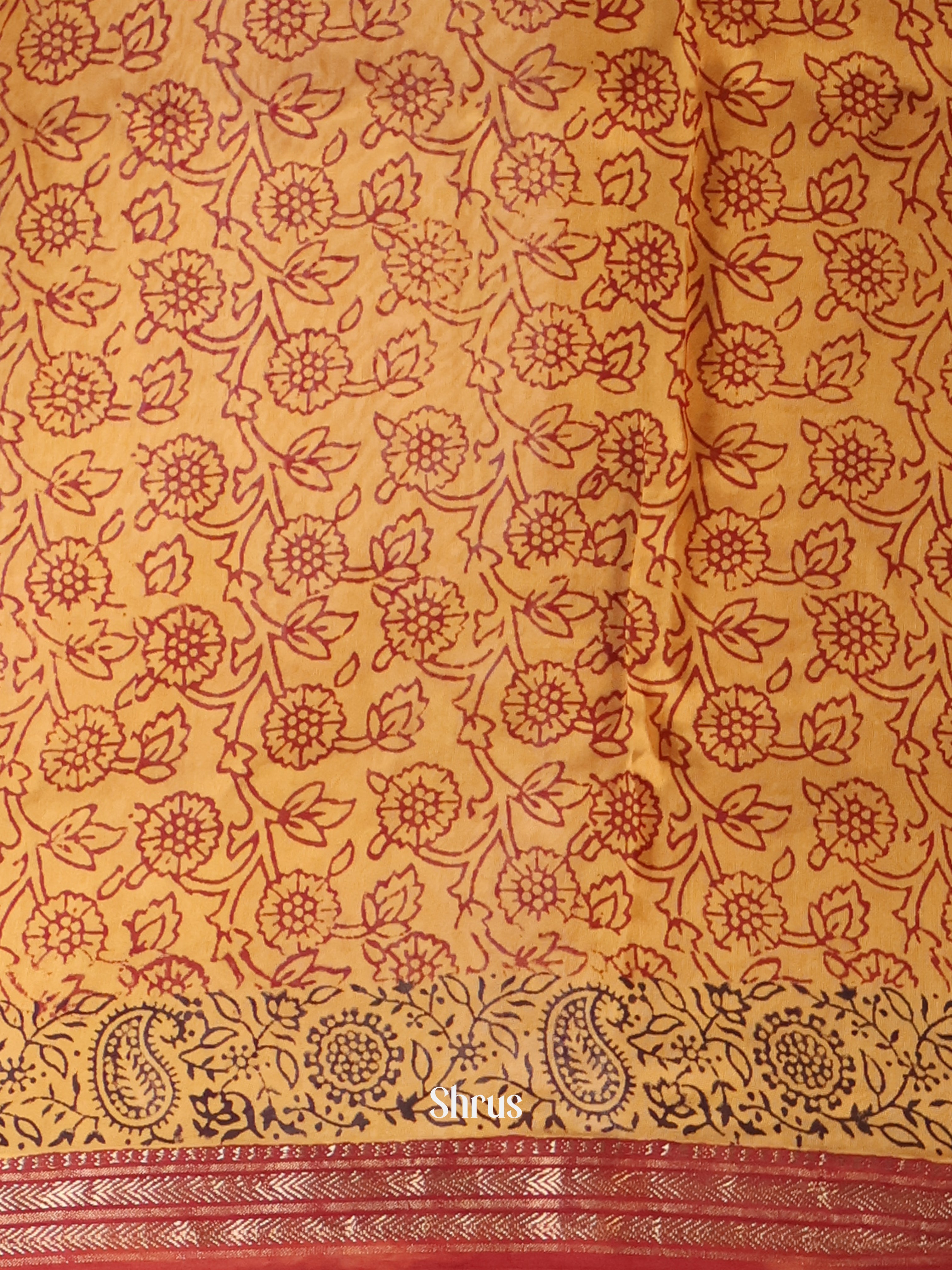 Mustard & Brick - Maheshwari silkcotton Saree - Shop on Shrus.com