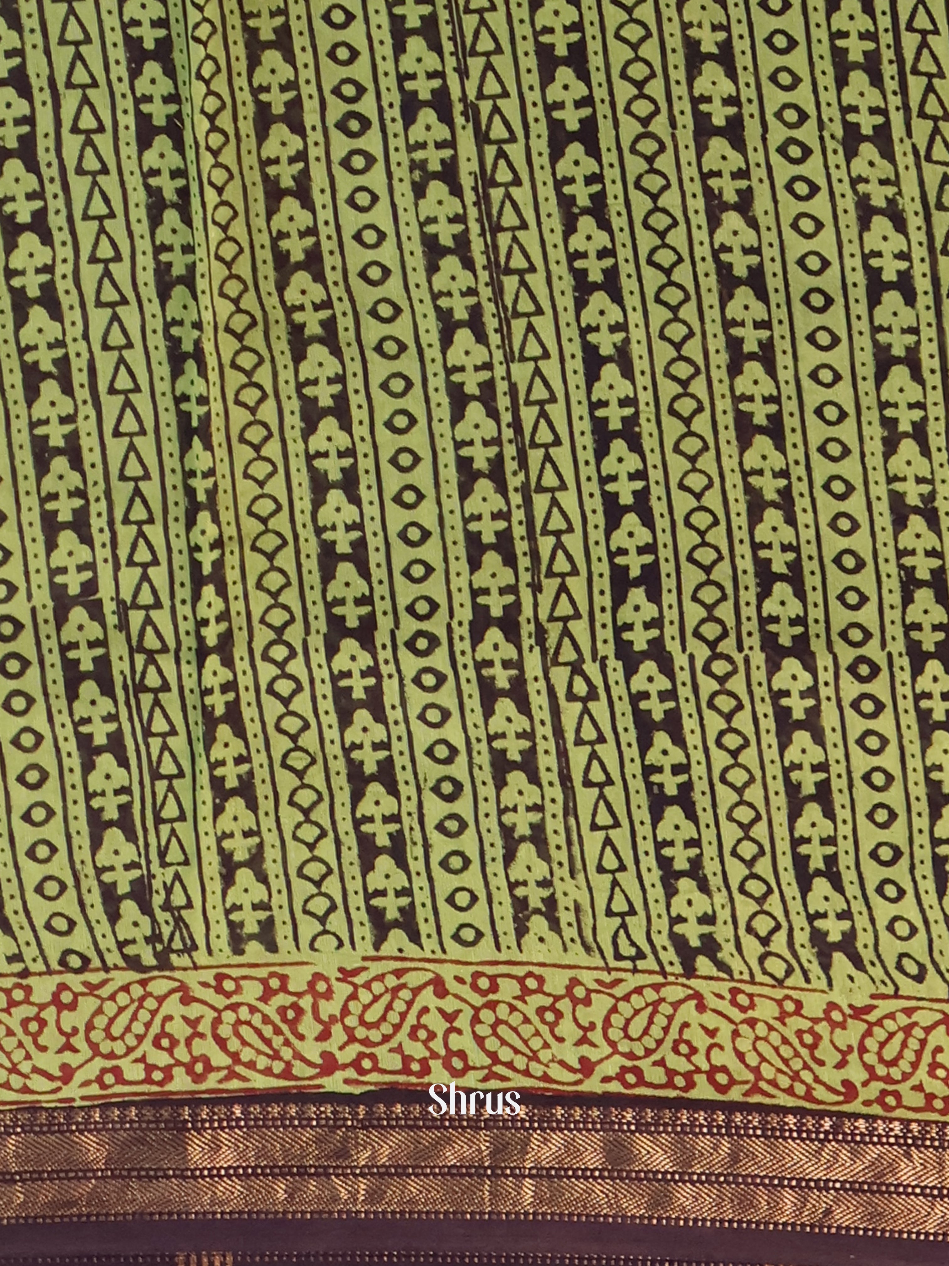 Green & Brown - Maheshwari silkcotton Saree - Shop on Shrus.com