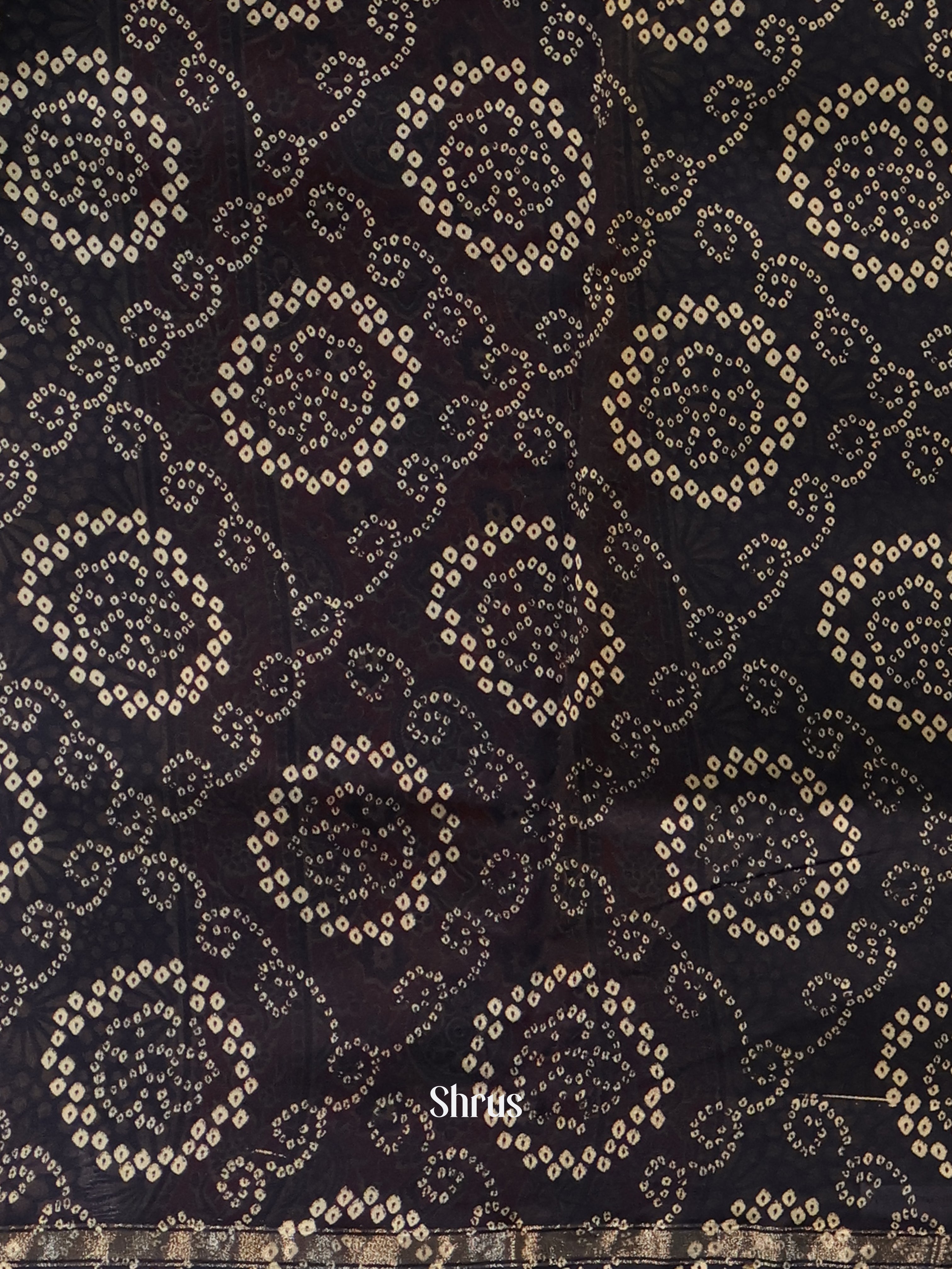 Black- Maheshwari silkcotton Saree - Shop on Shrus.com