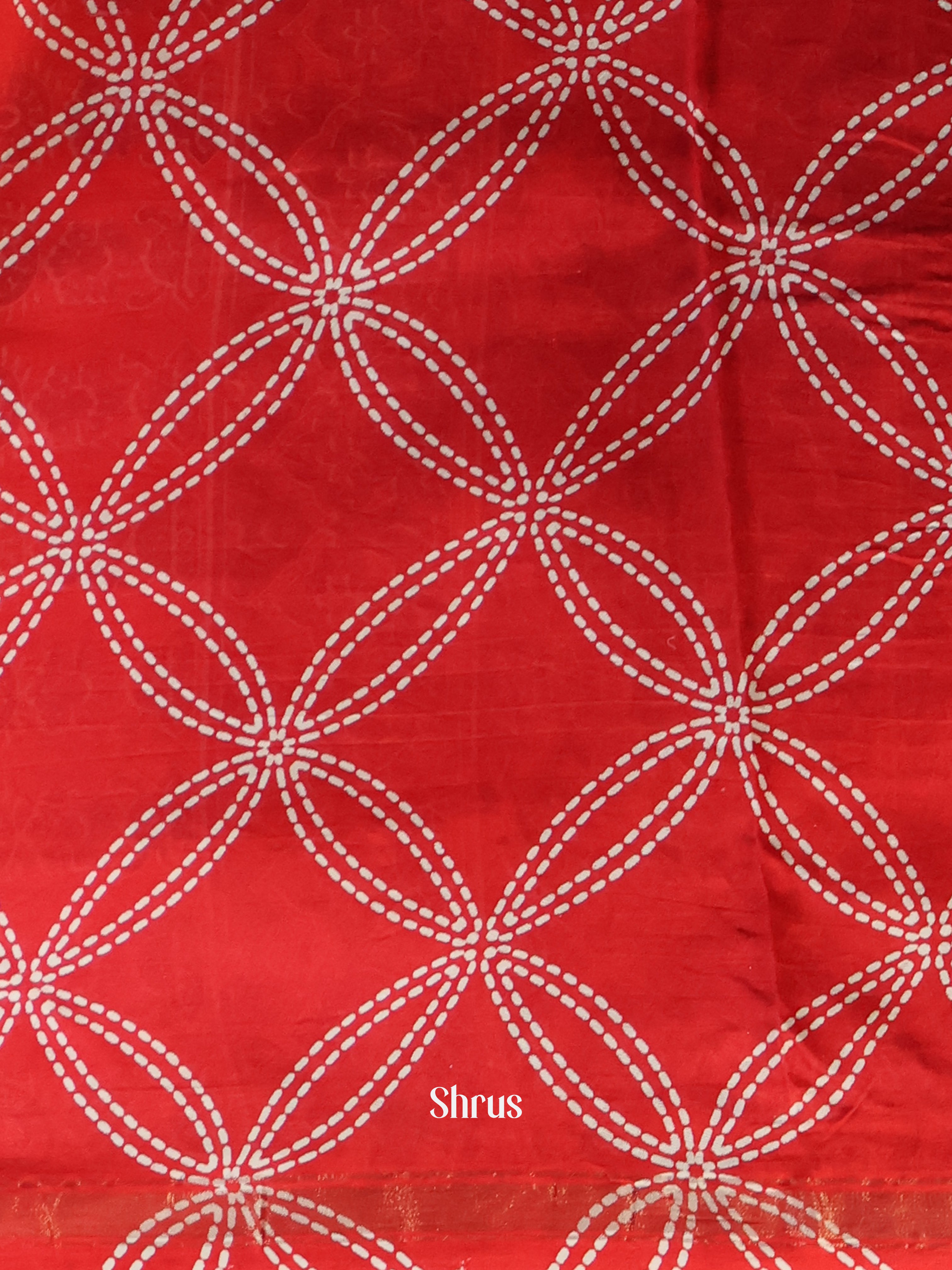 Blue & Red - Maheshwari silkcotton Saree - Shop on Shrus.com