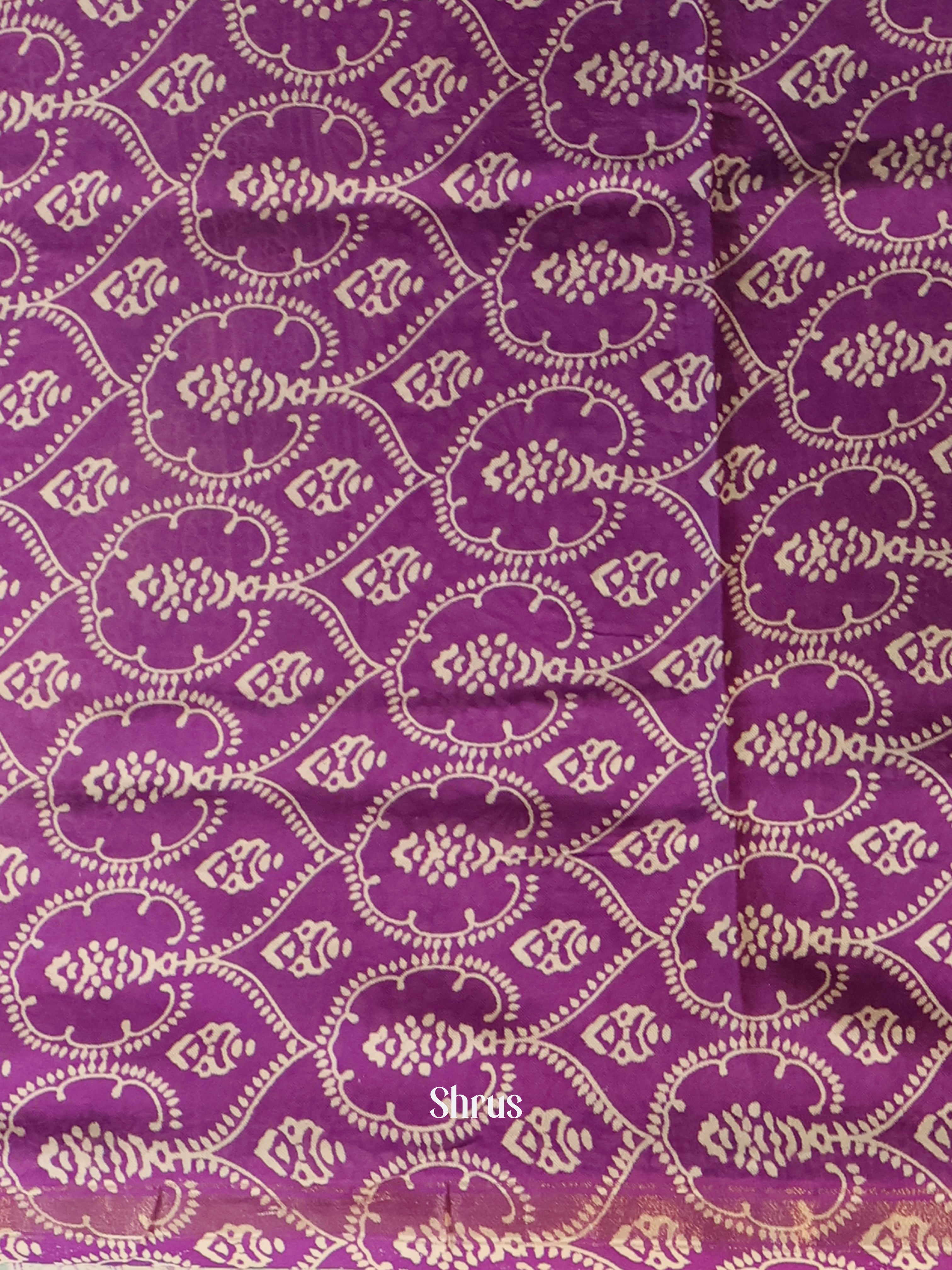 Grey & Purple - Maheshwari silkcotton Saree - Shop on Shrus.com
