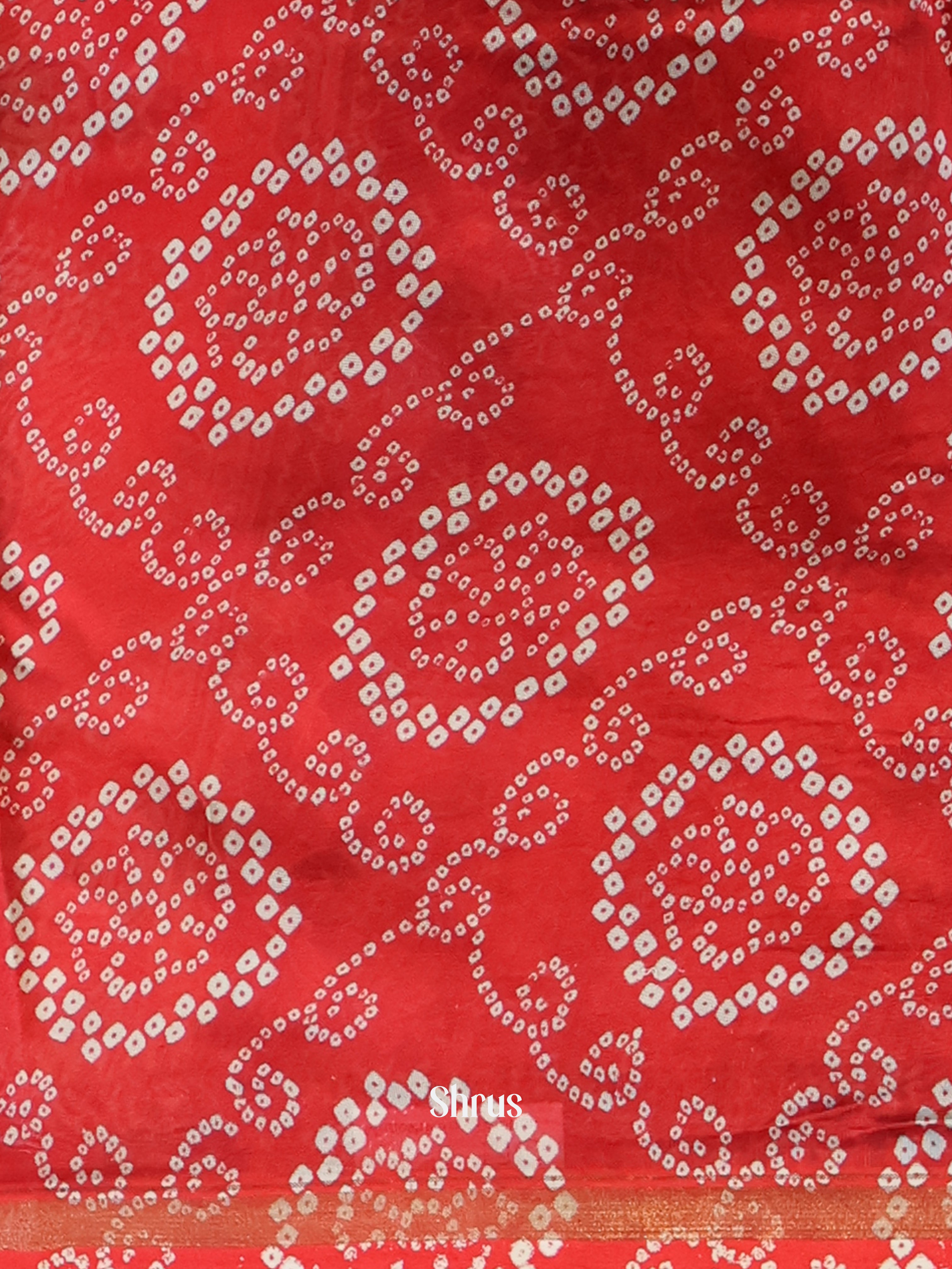 Green & Red - Maheshwari silkcotton Saree - Shop on Shrus.com