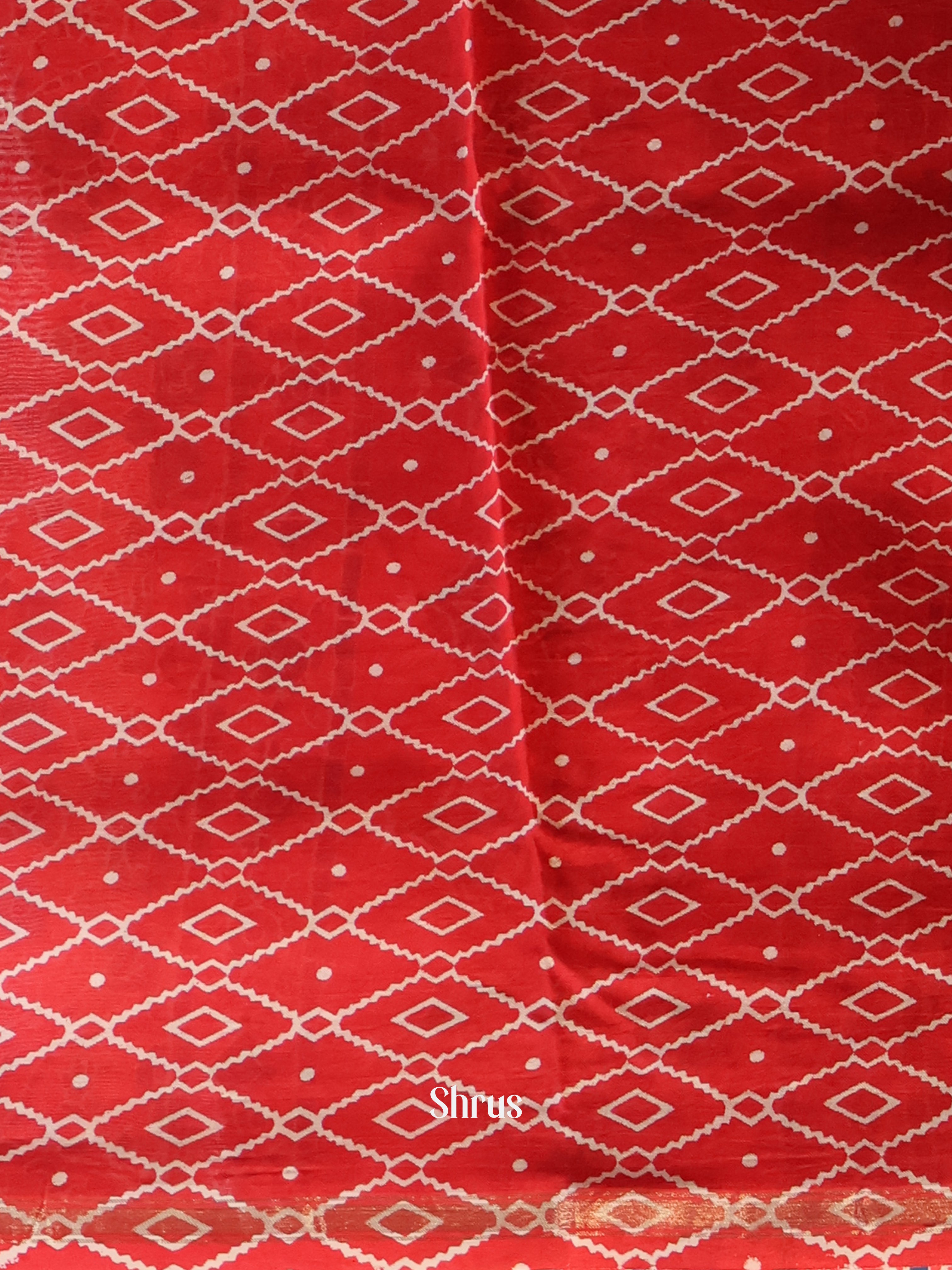 Red - Maheshwari silkcotton Saree - Shop on Shrus.com