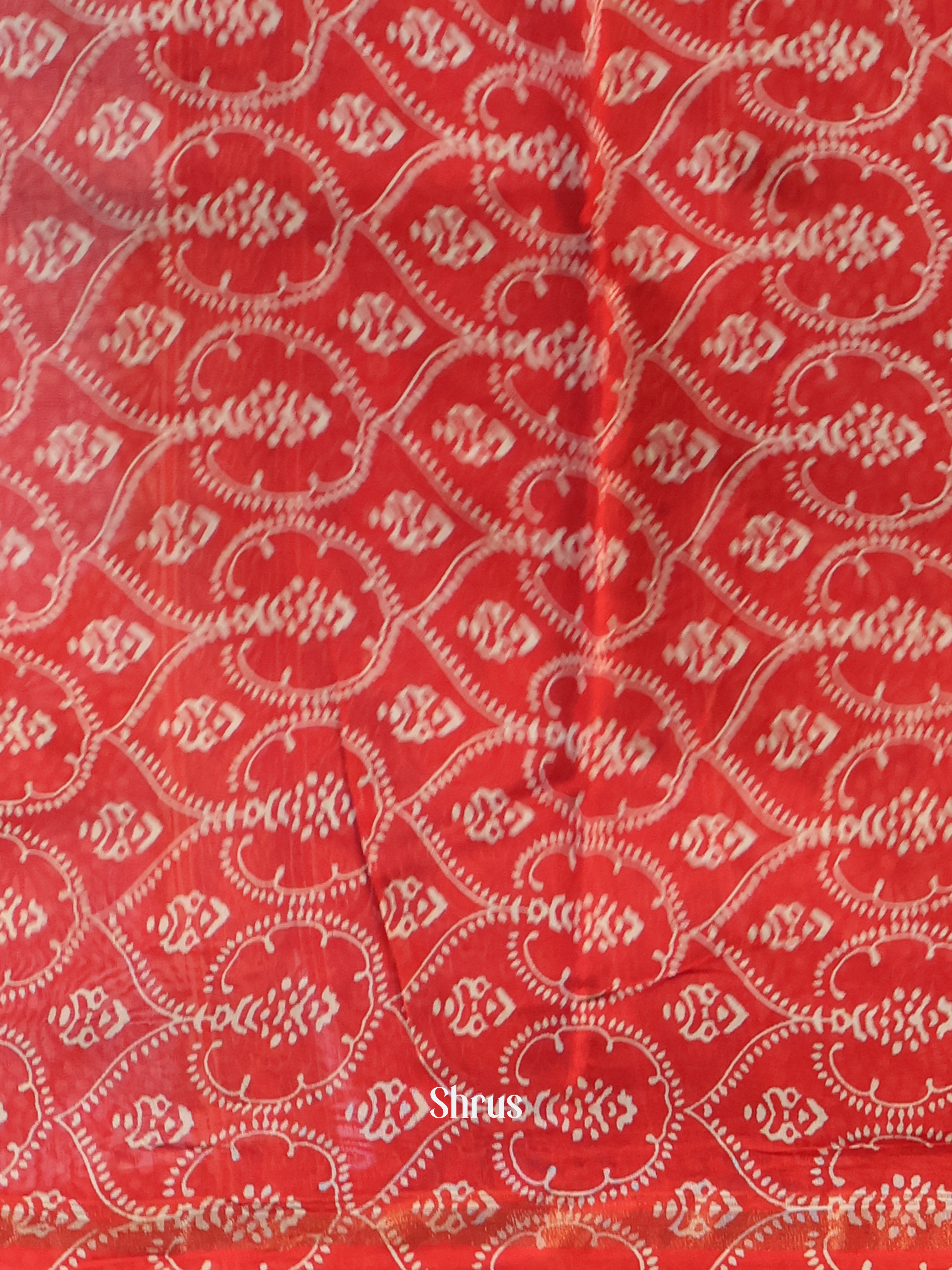 Red- Maheshwari silkcotton Saree - Shop on Shrus.com