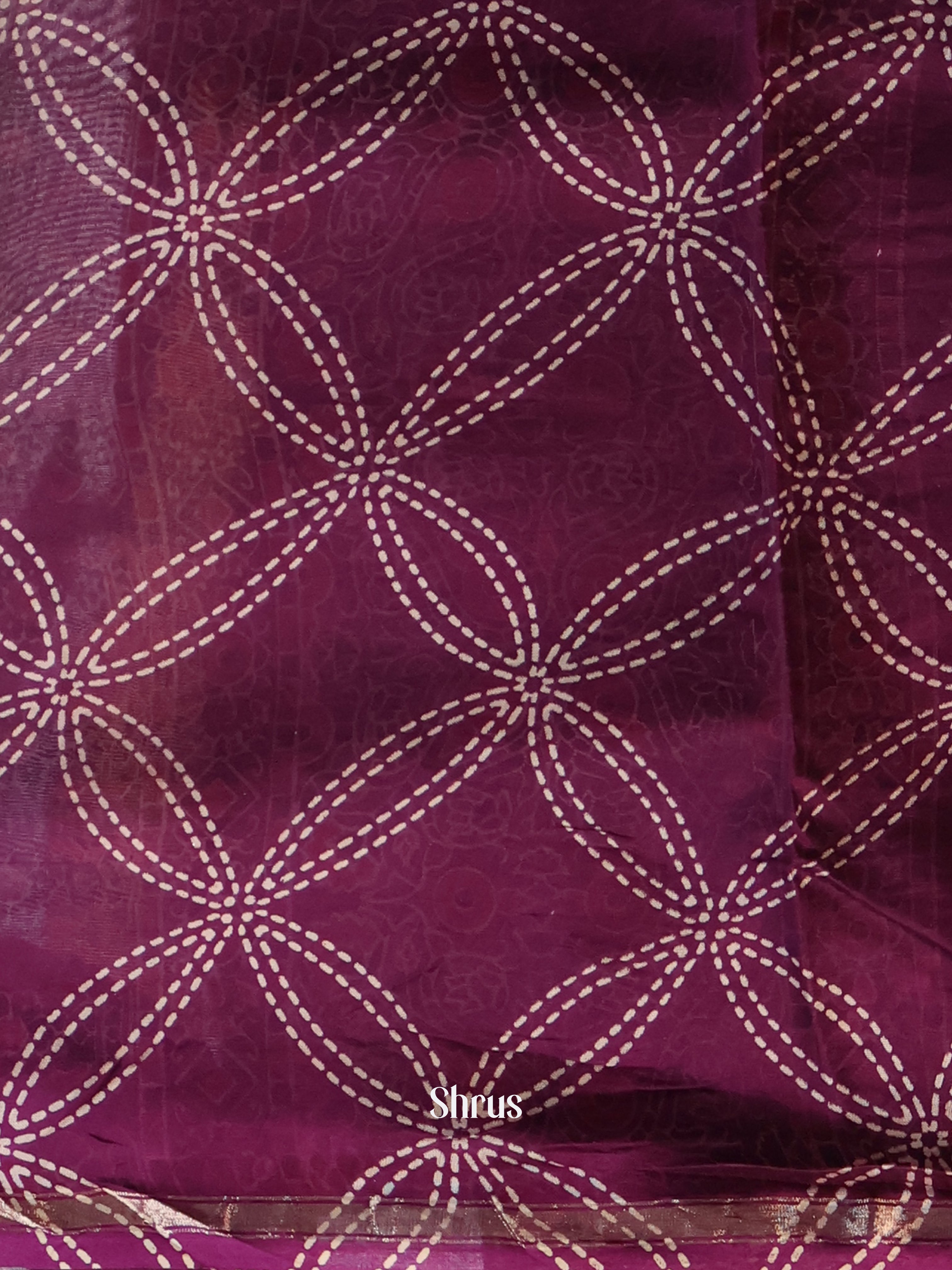 Purple - Maheshwari silkcotton Saree - Shop on Shrus.com