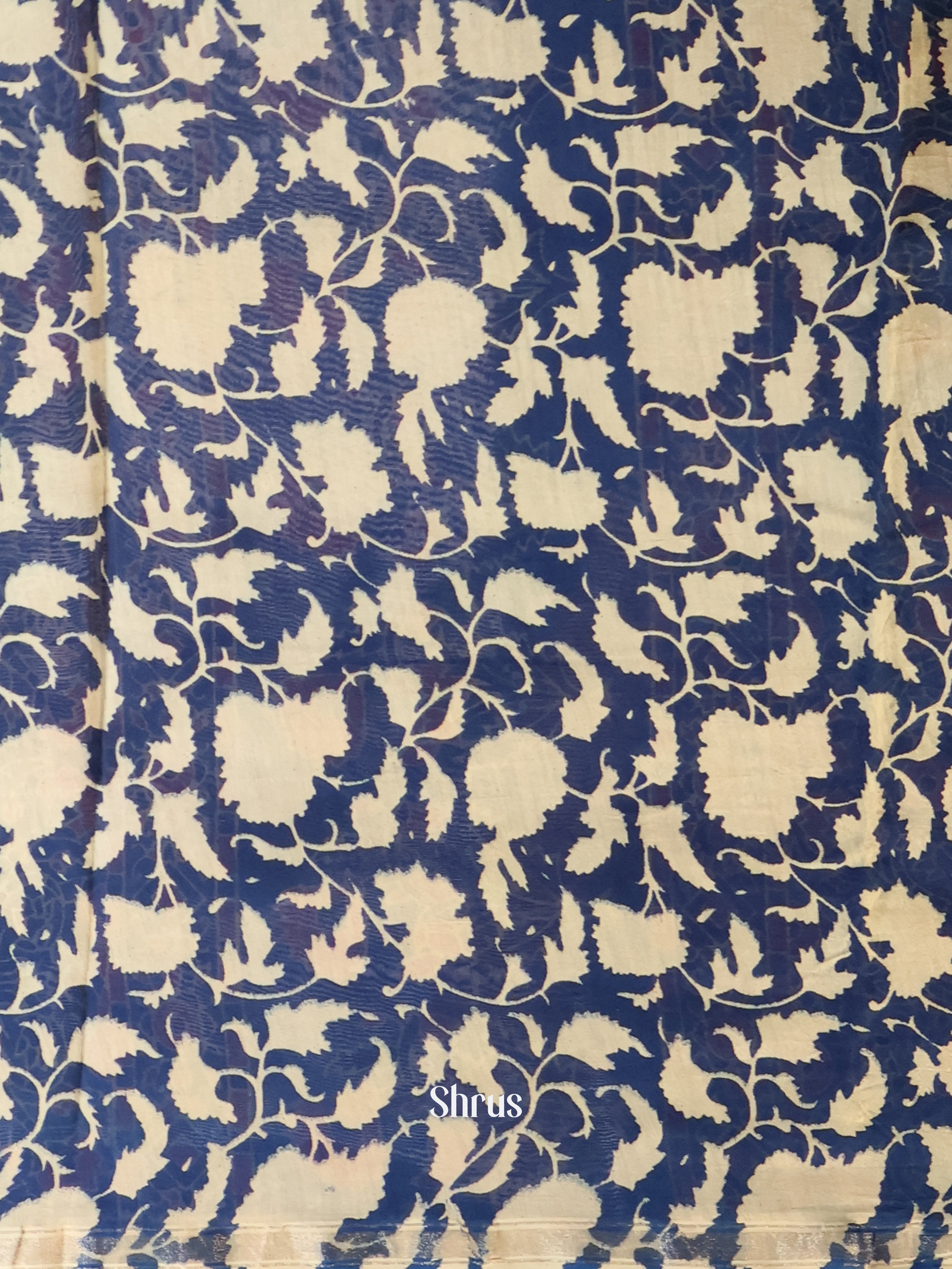 Blue- Maheshwari silkcotton Saree - Shop on Shrus.com