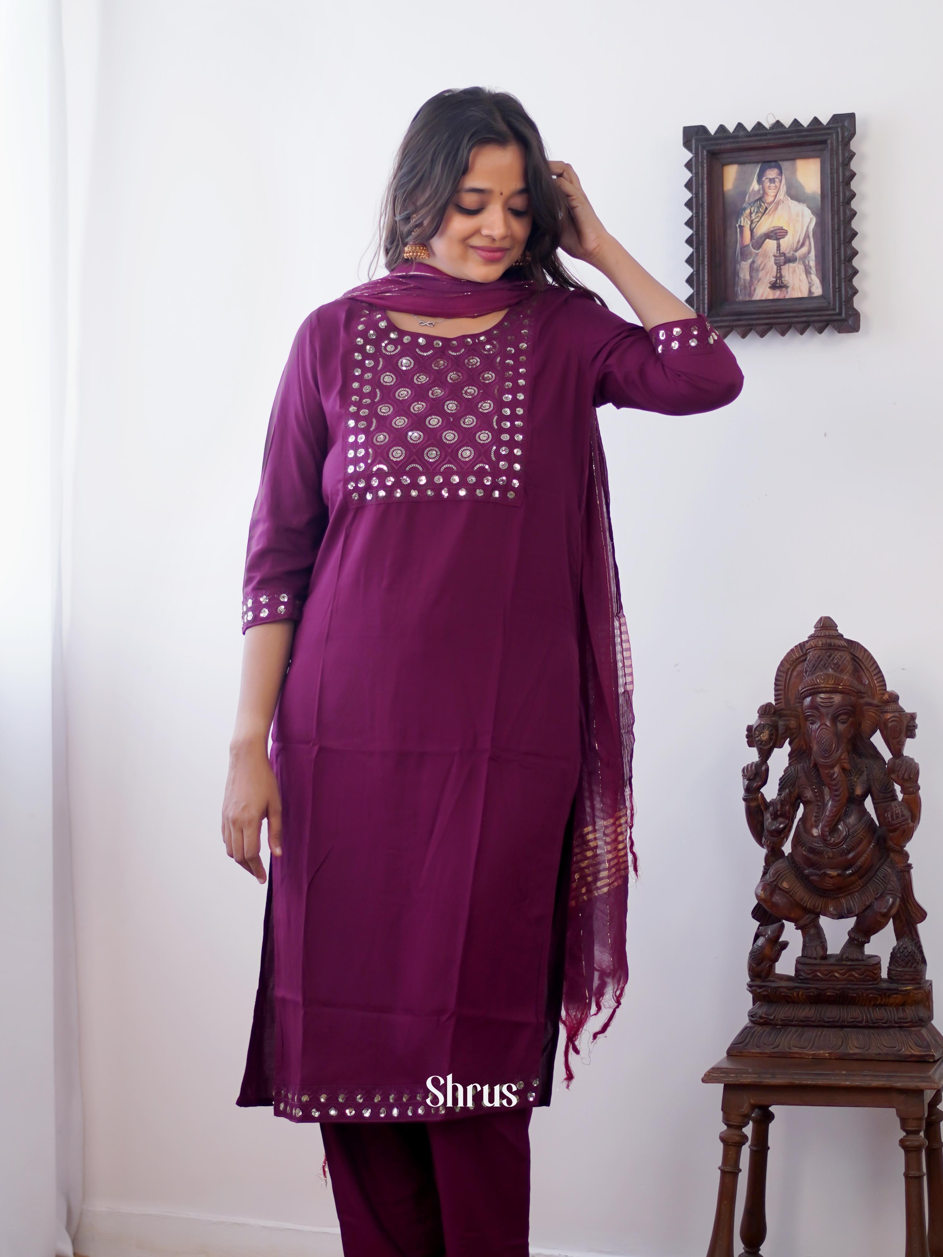 Purple -3pc Readymade Suits - Shop on Shrus.com