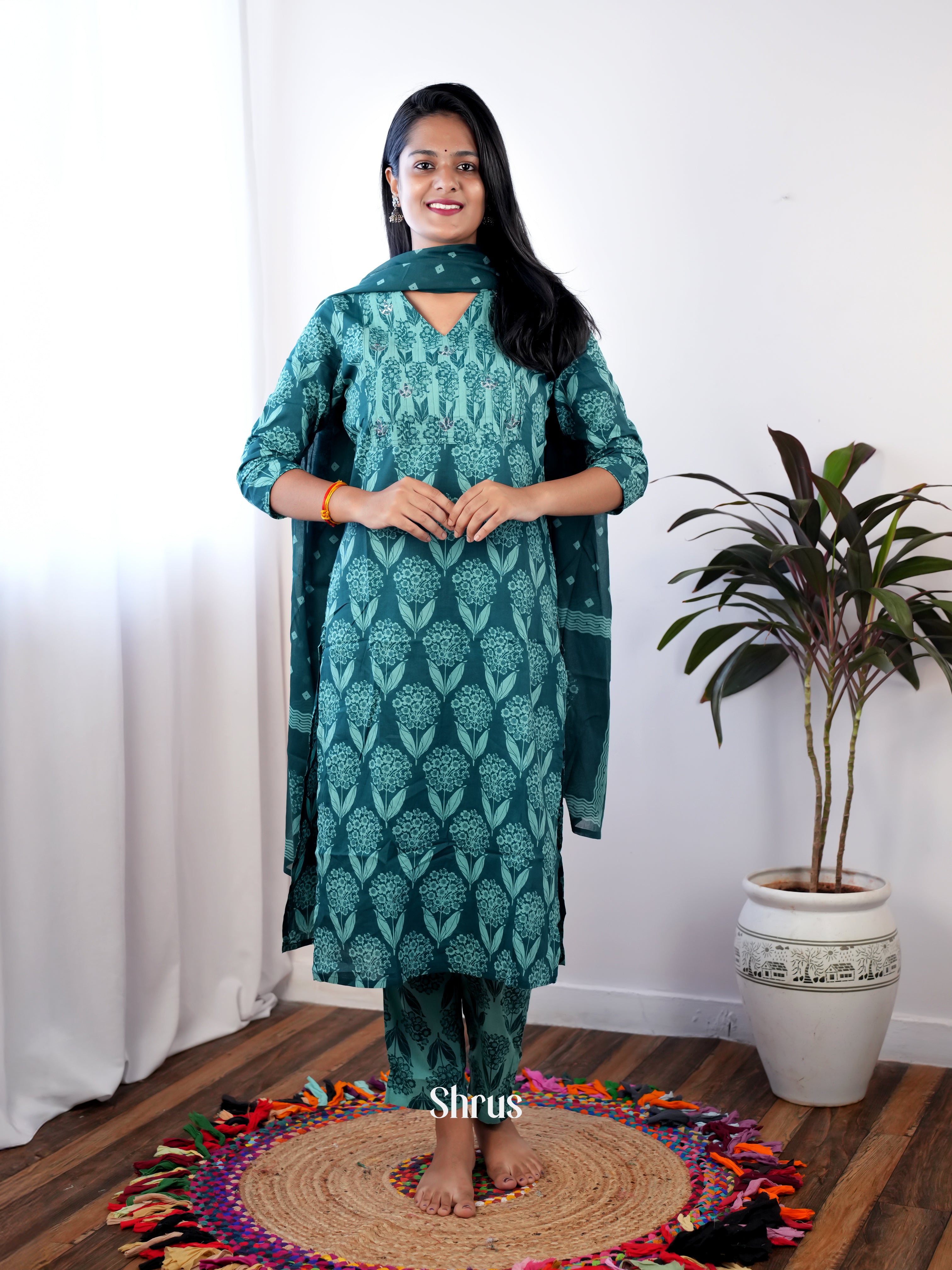 Green -3pc Readymade Suits - Shop on Shrus.com