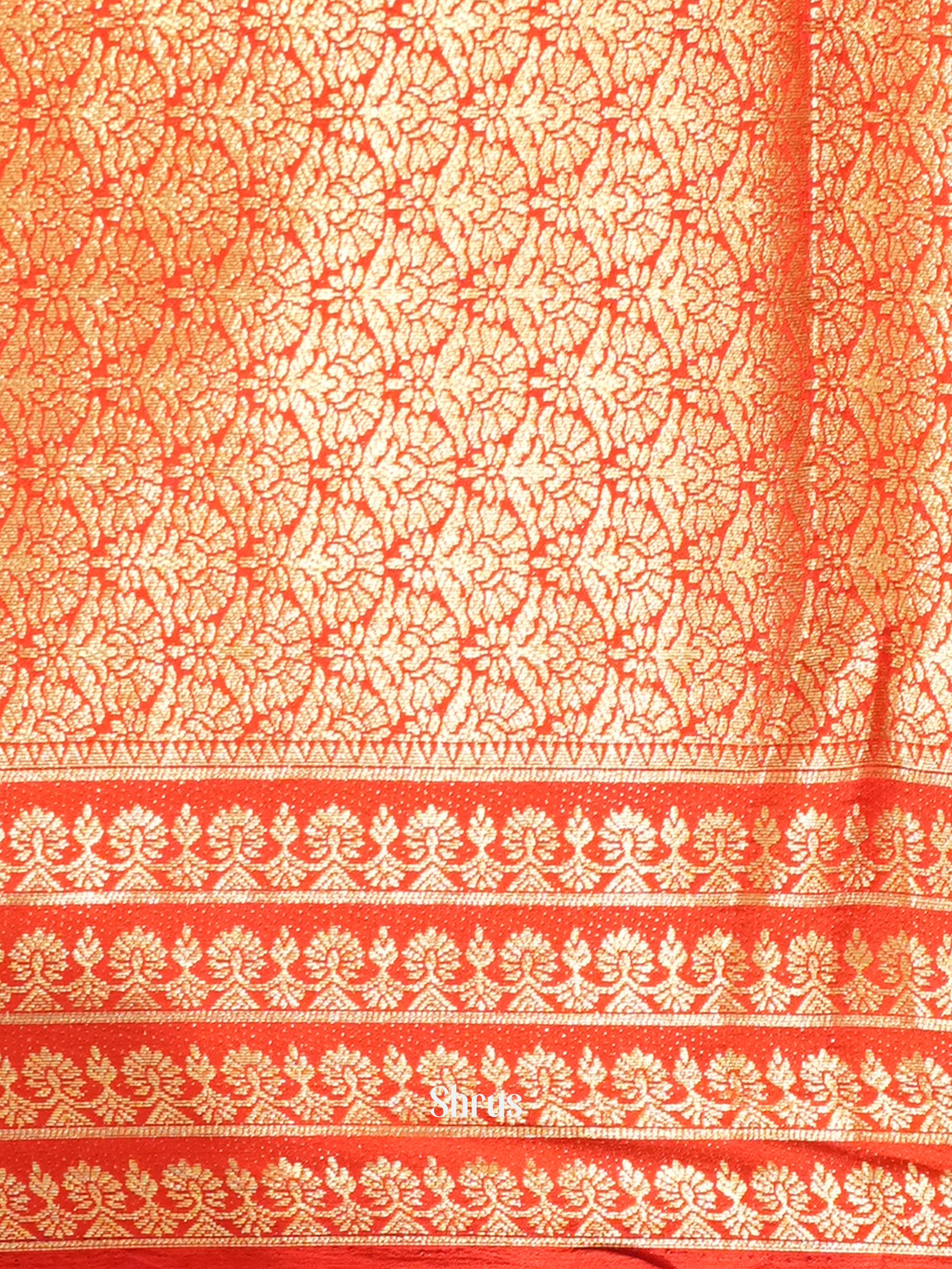 Cream & Red - Mysoresilk-halfpure Saree - Shop on Shrus.com