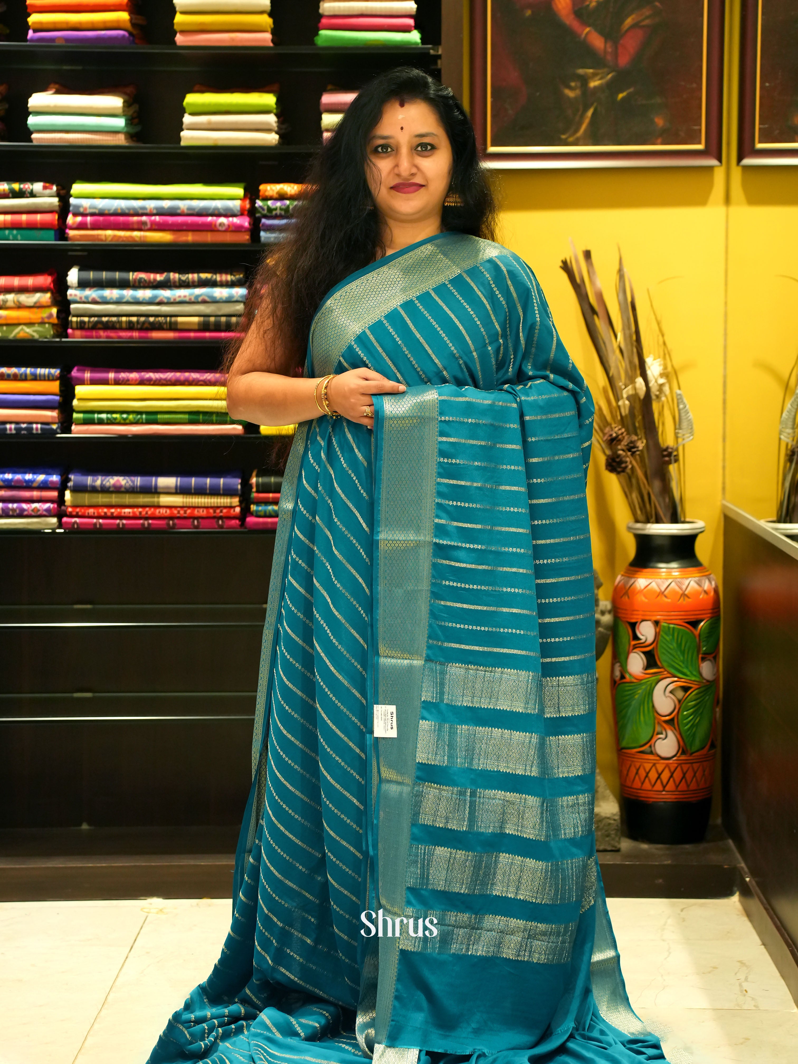 Green - Mysoresilk-halfpure Saree - Shop on Shrus.com