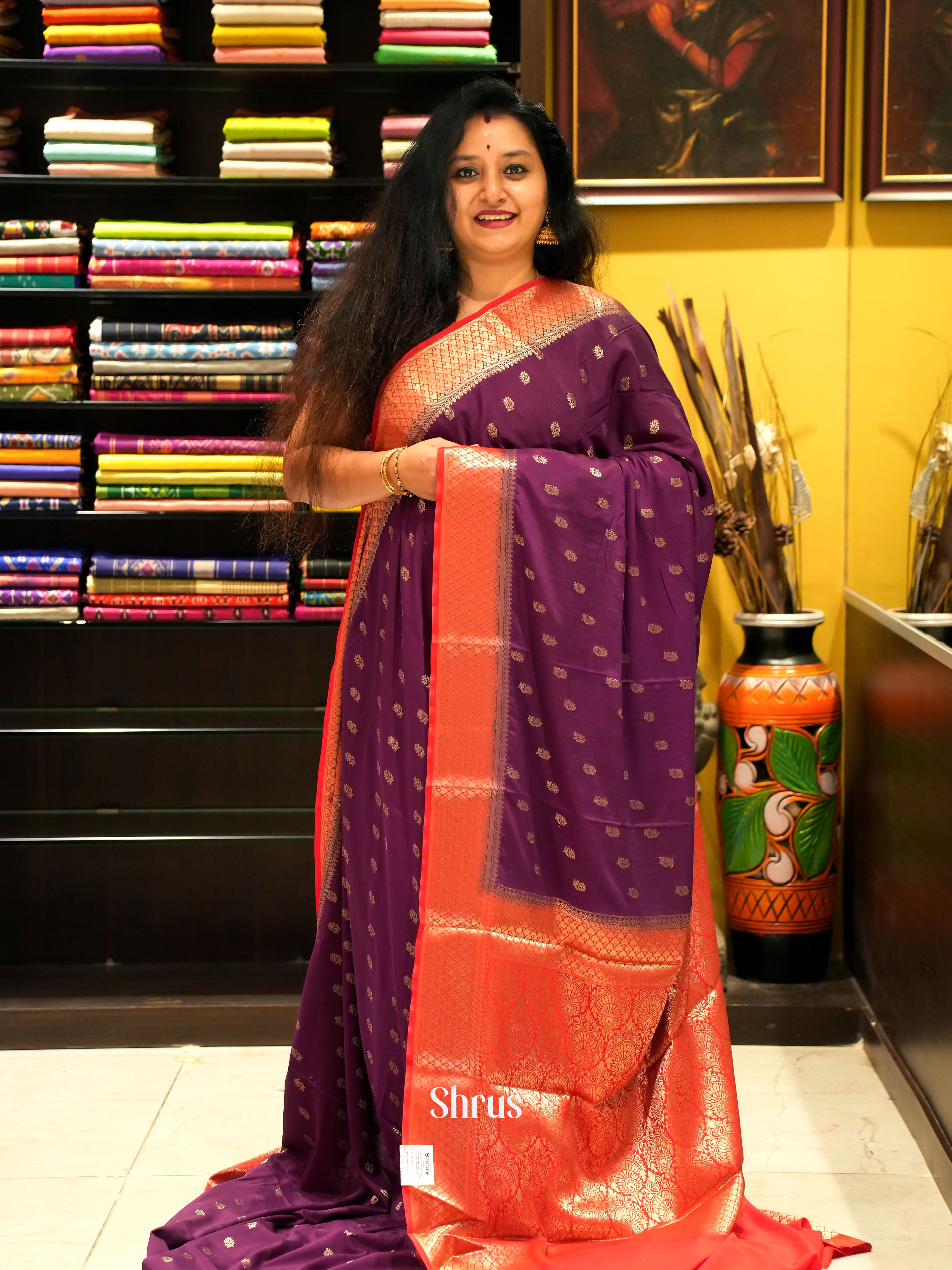 Violet & Red - Mysoresilk-halfpure Saree - Shop on Shrus.com