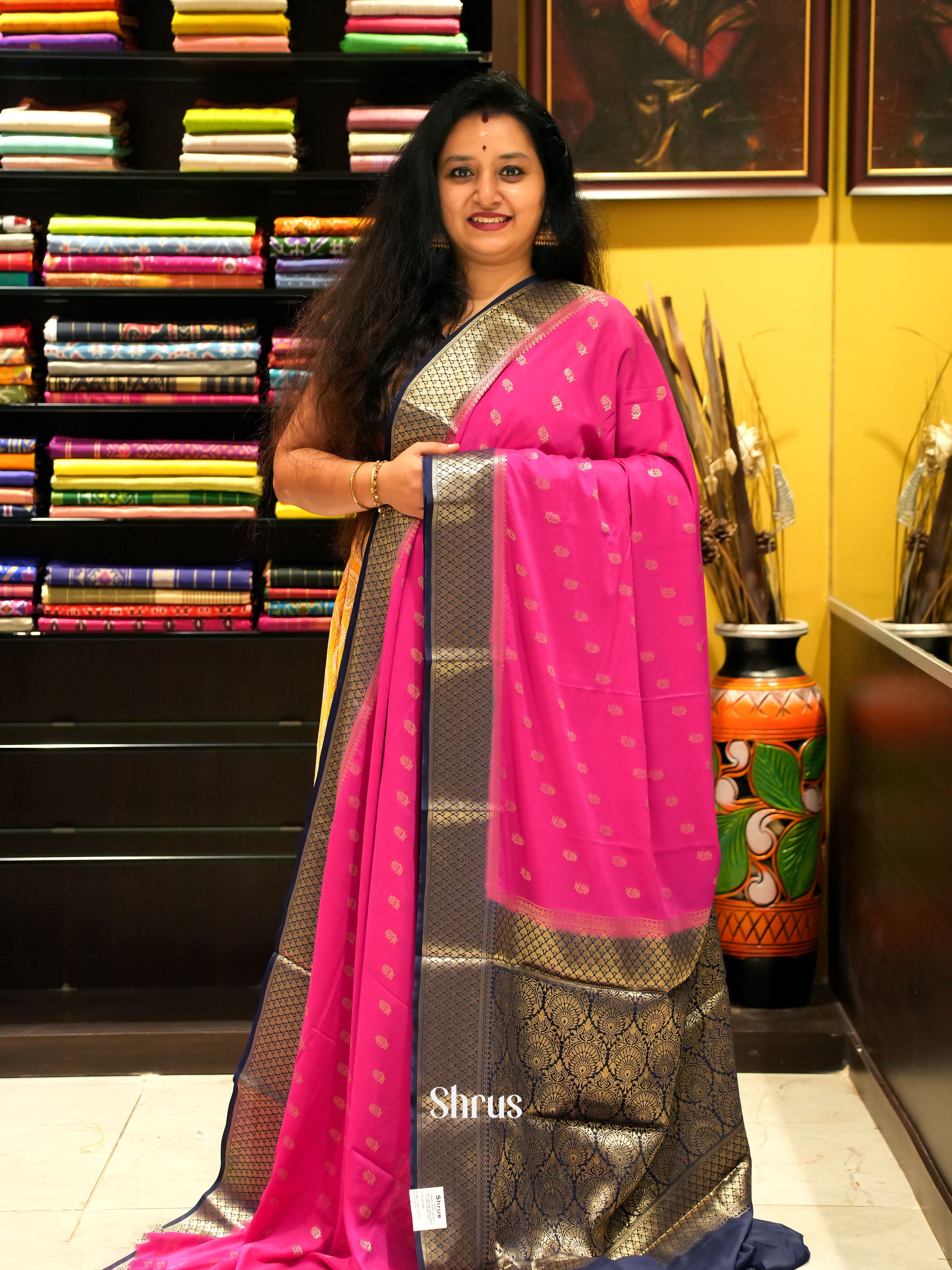 Pink & Blue - Mysoresilk-halfpure - Shop on Shrus.com