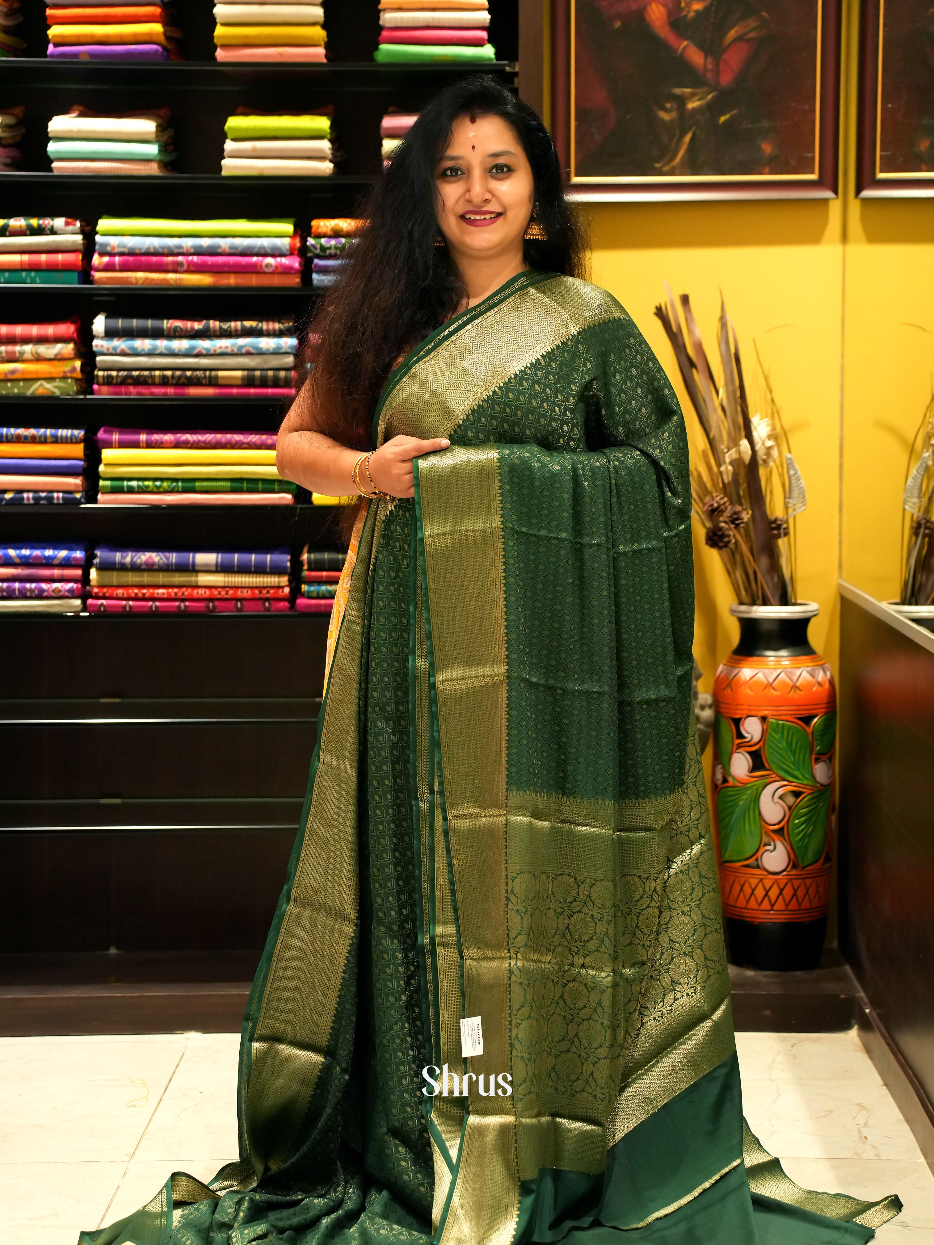 Green - Mysoresilk-halfpure - Shop on Shrus.com