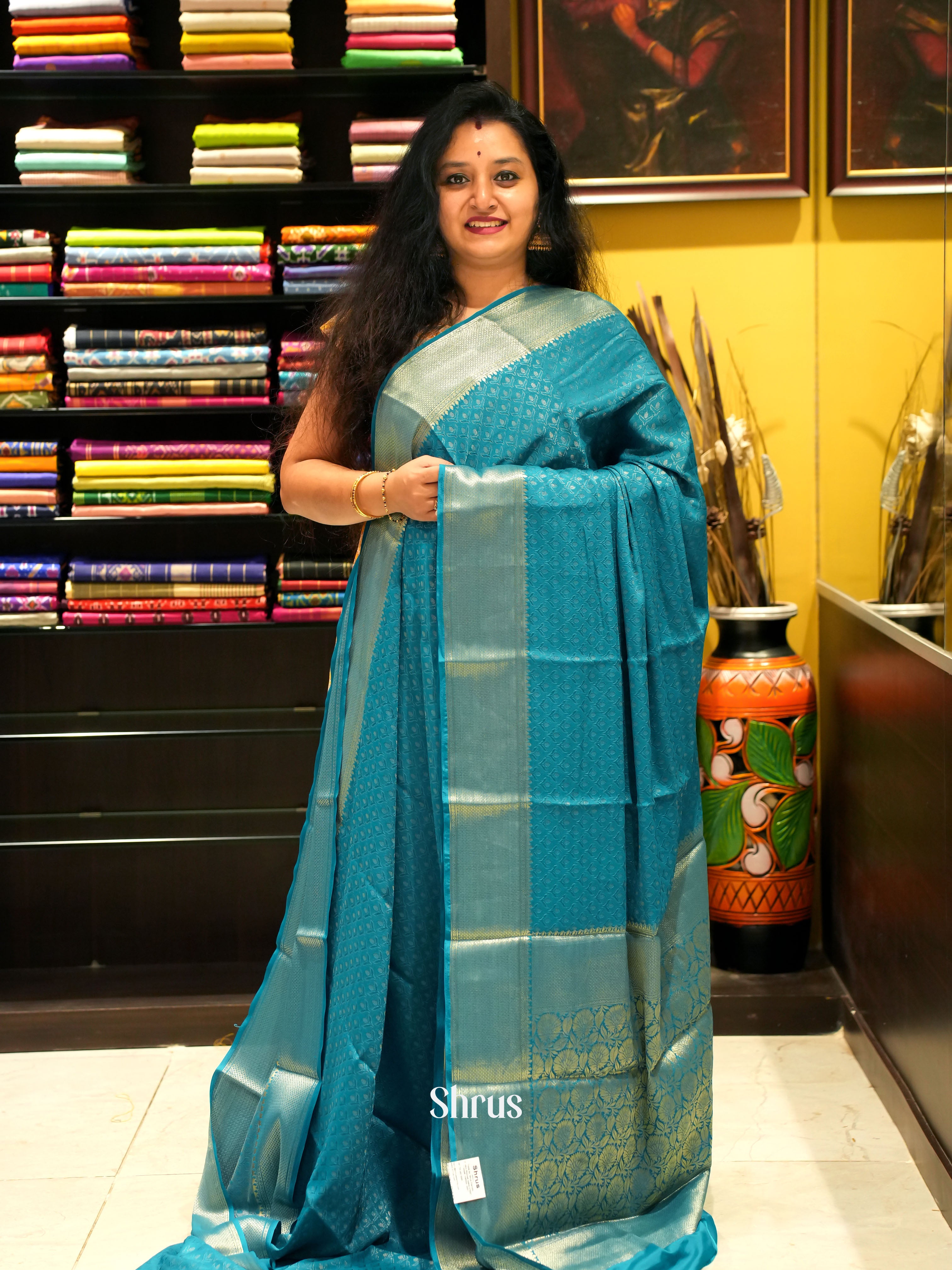 Green - Mysoresilk-halfpure - Shop on Shrus.com