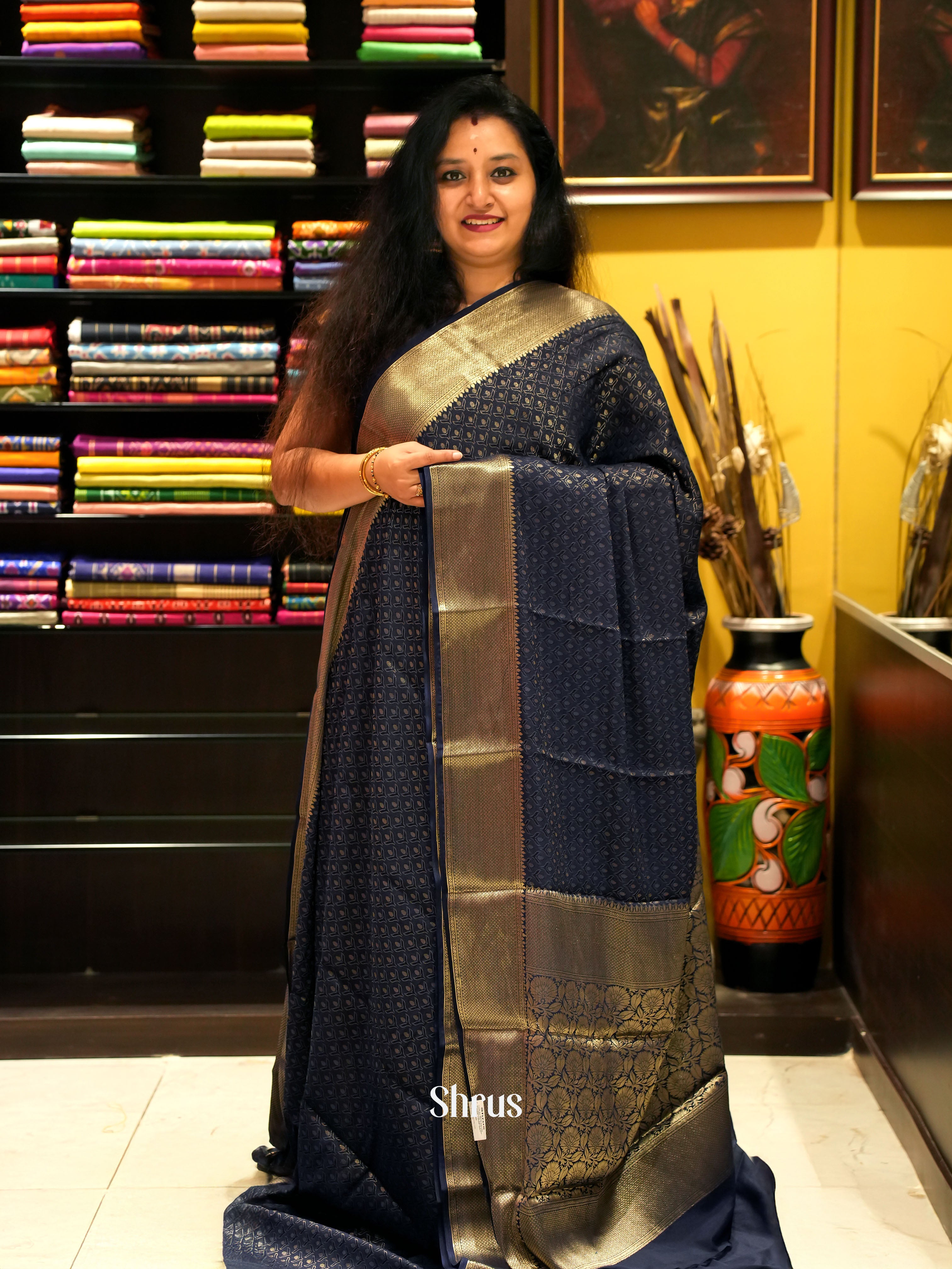 Blue - Mysoresilk-halfpure - Shop on Shrus.com