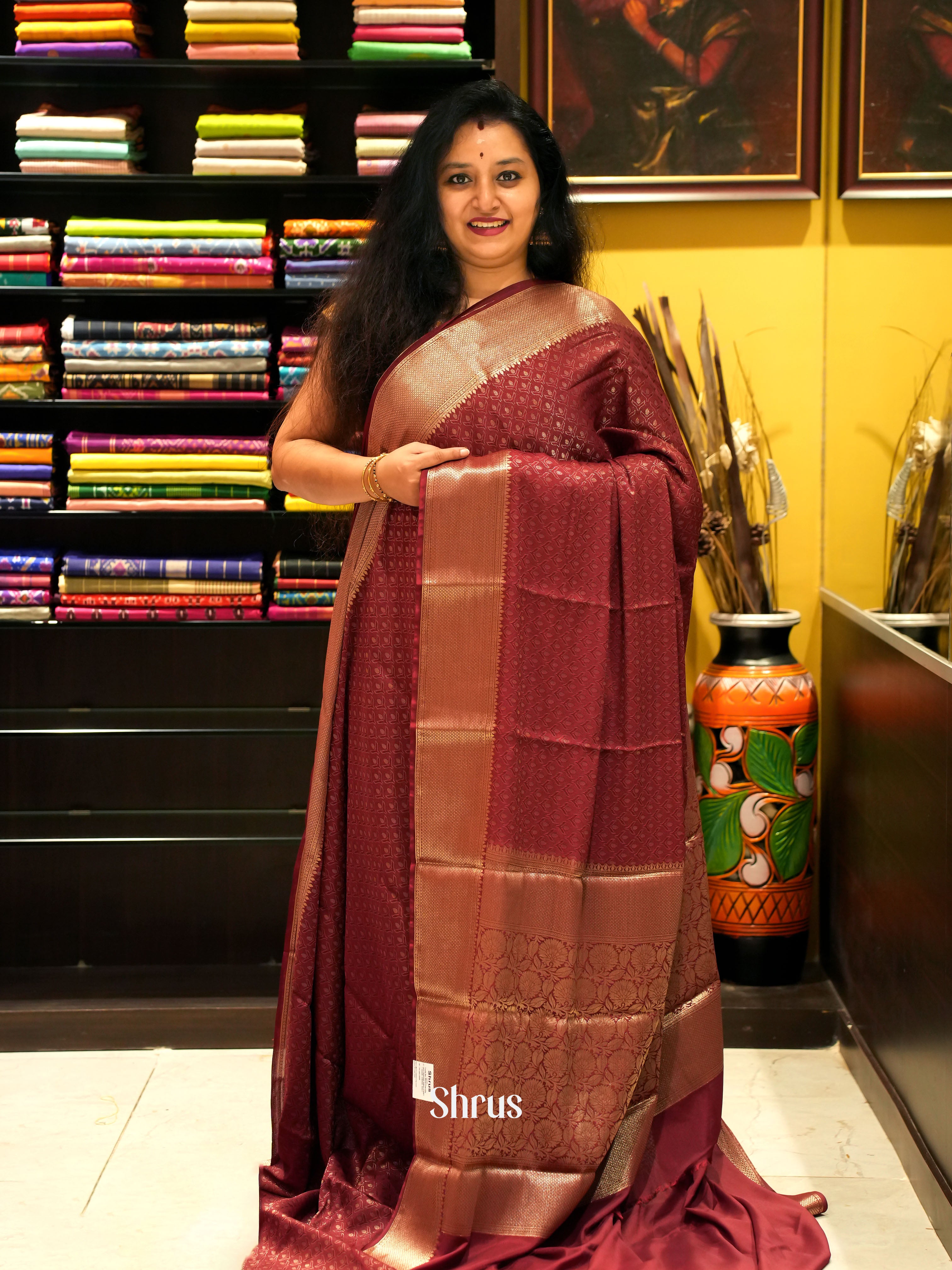 Brown - Mysoresilk-halfpure - Shop on Shrus.com