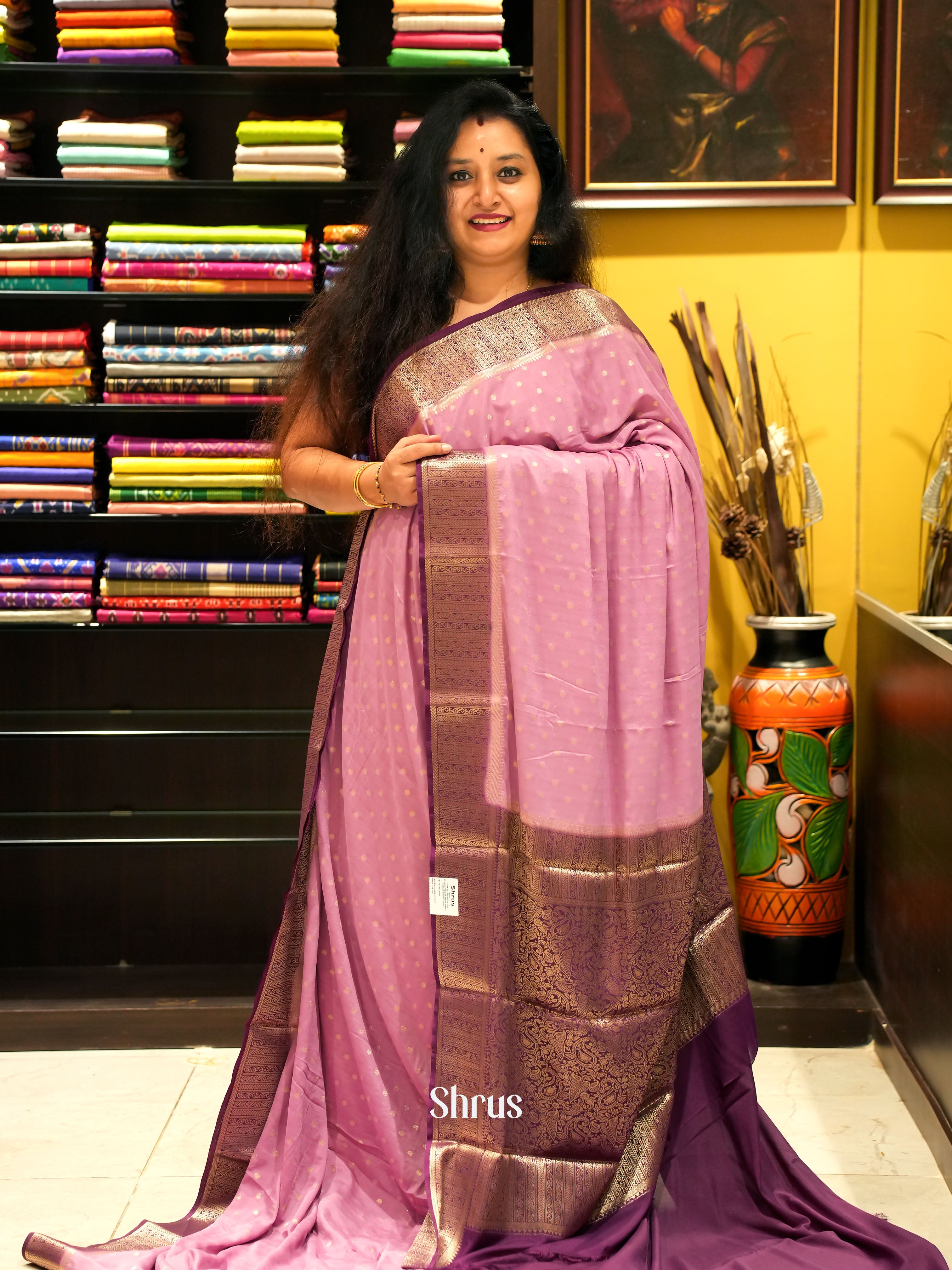 Onion Pink & Purple - Mysoresilk-halfpure - Shop on Shrus.com